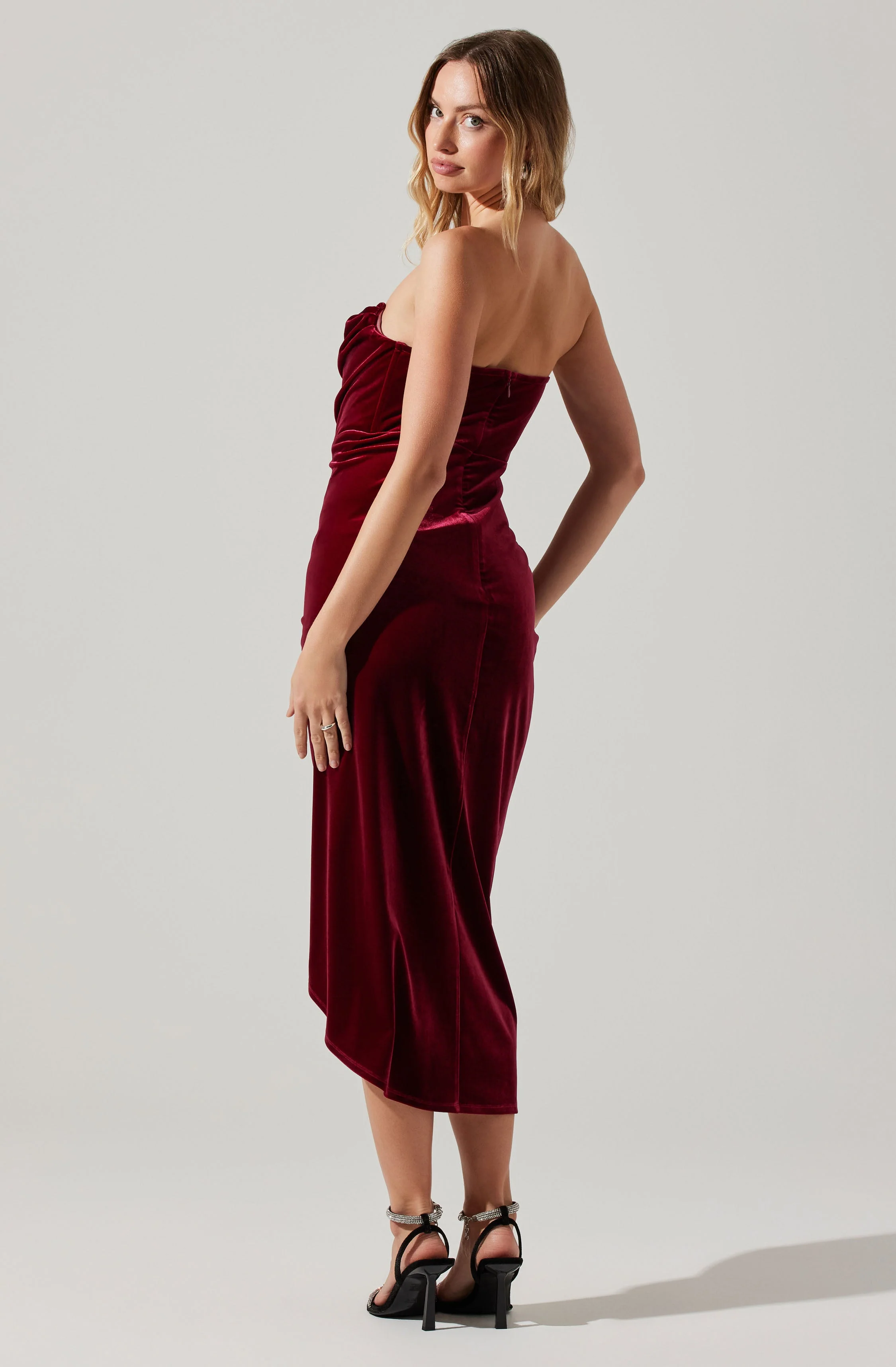 Meghan Velvet Draped Midi Dress