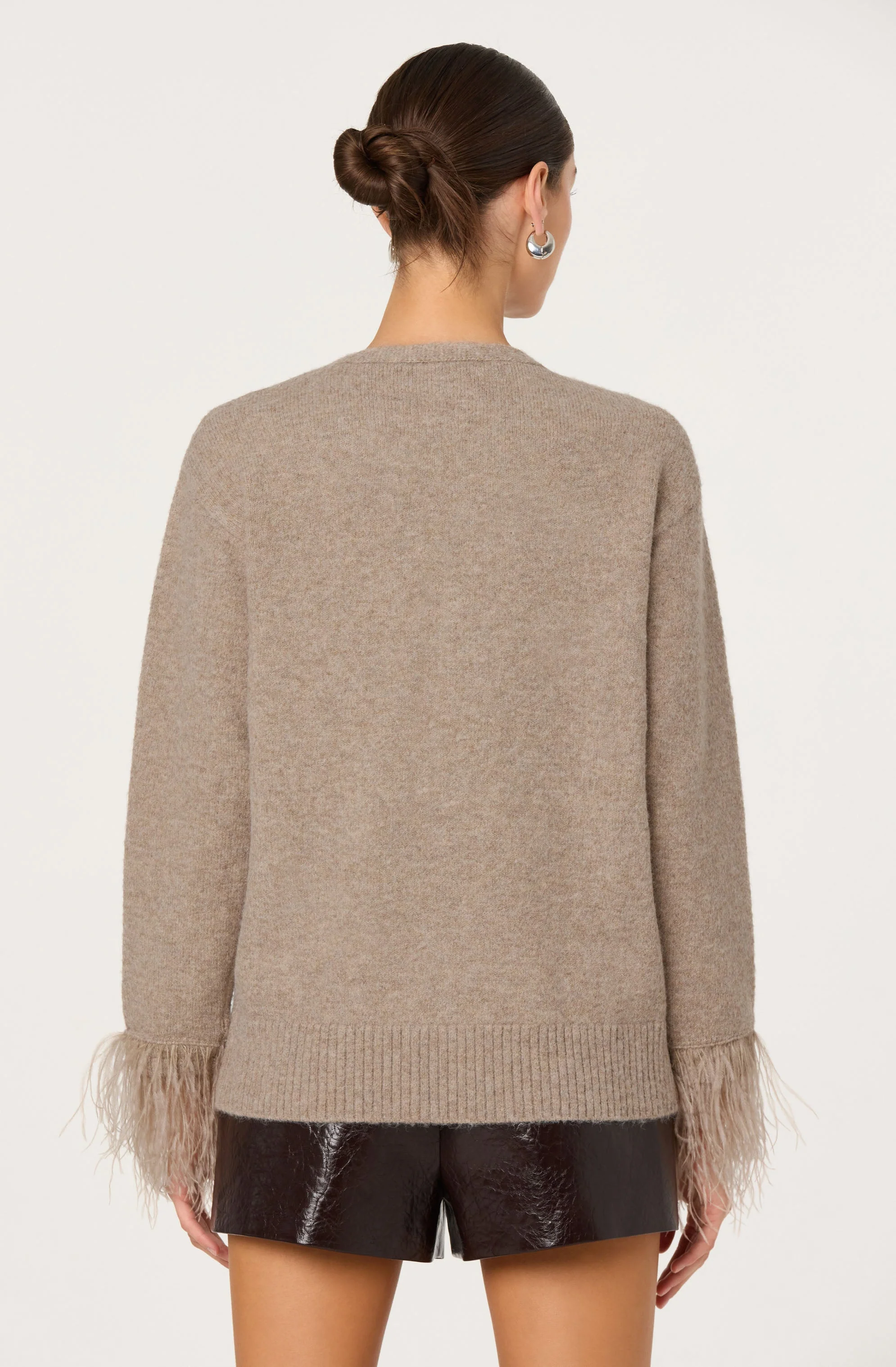 Grie Embellished Feather Trim Cardigan