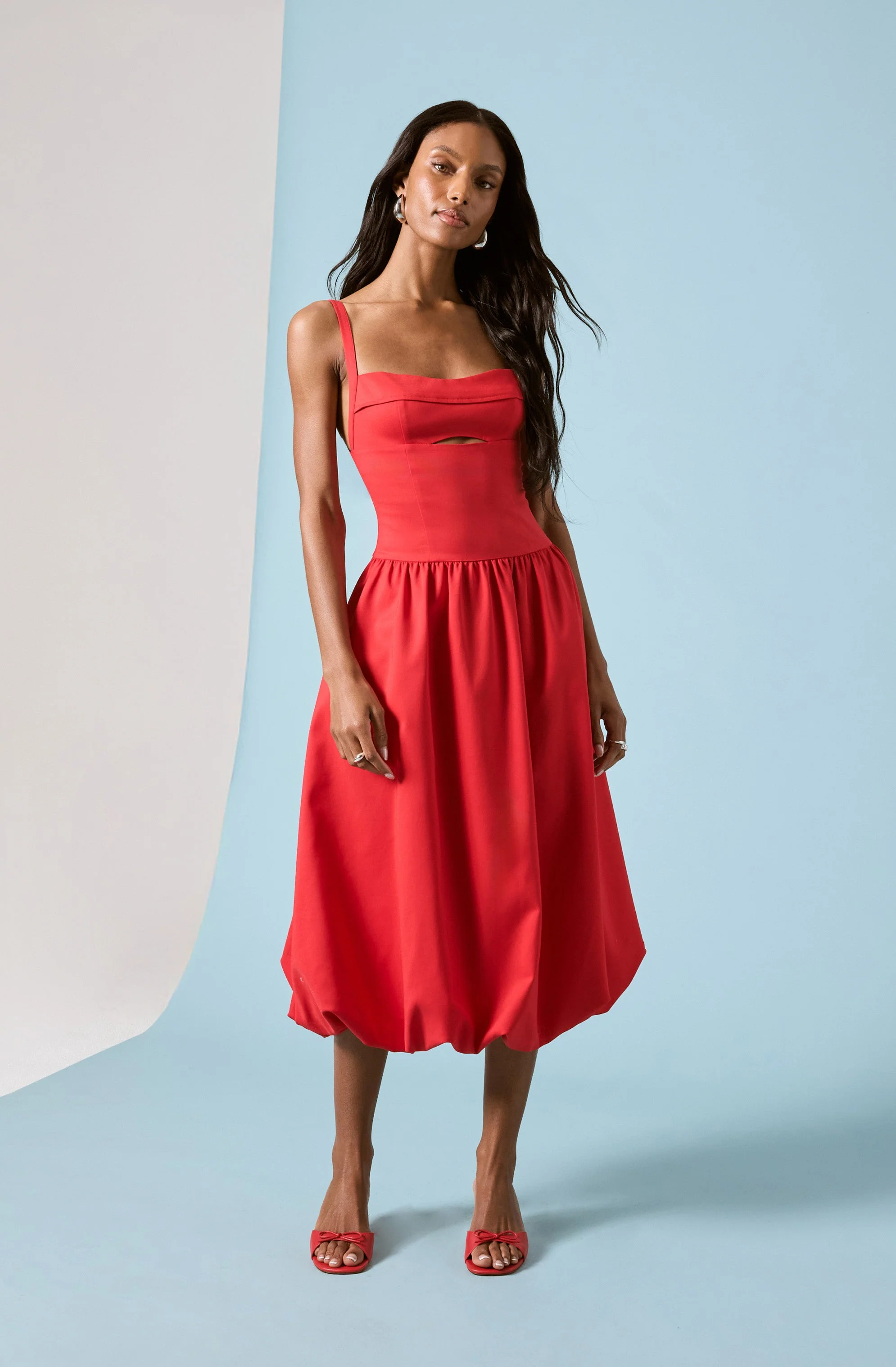 Jevi Sleeveless Bubble Midi Dress
