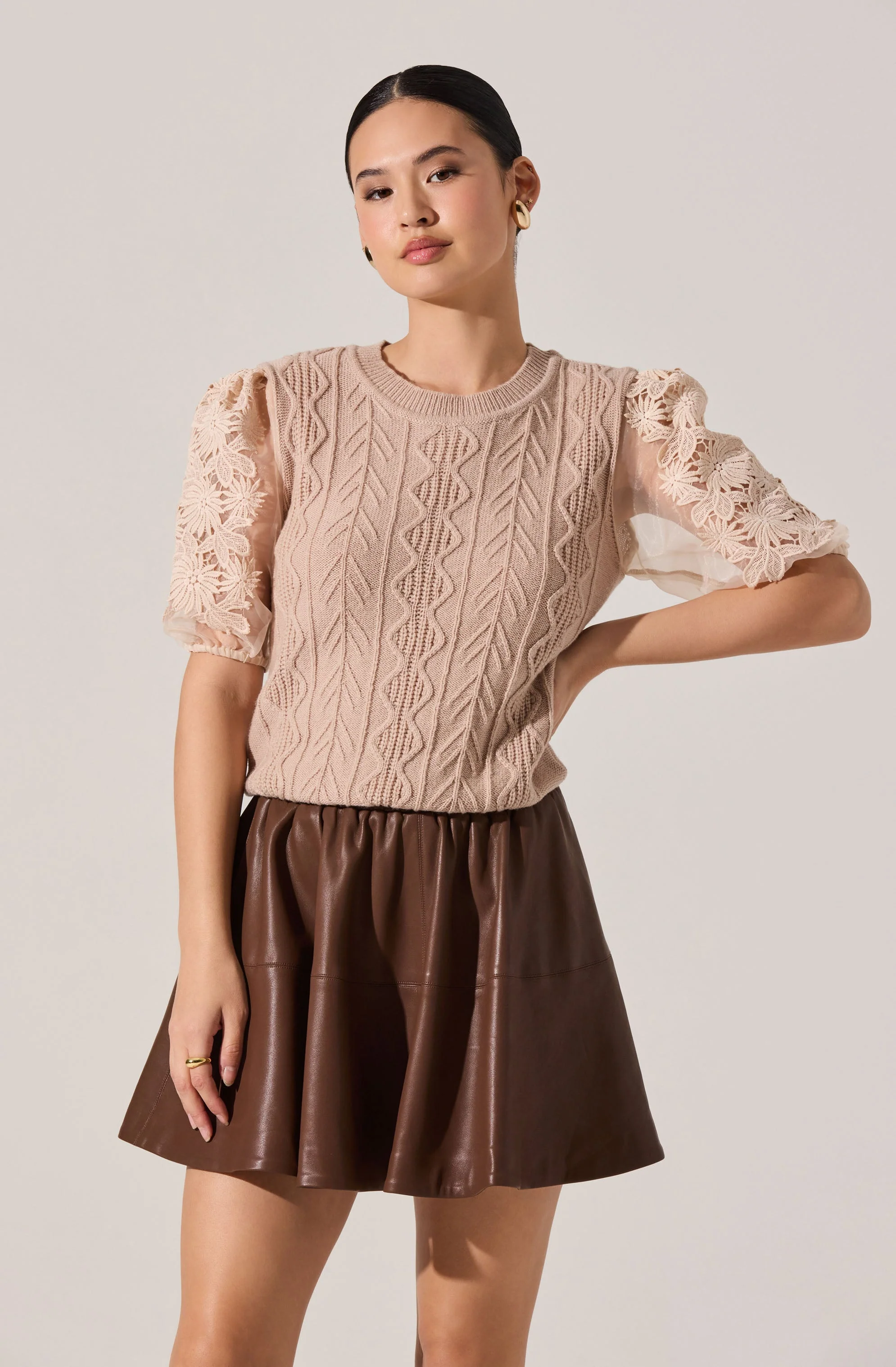 Elize Contrast Cable Knit Sweater