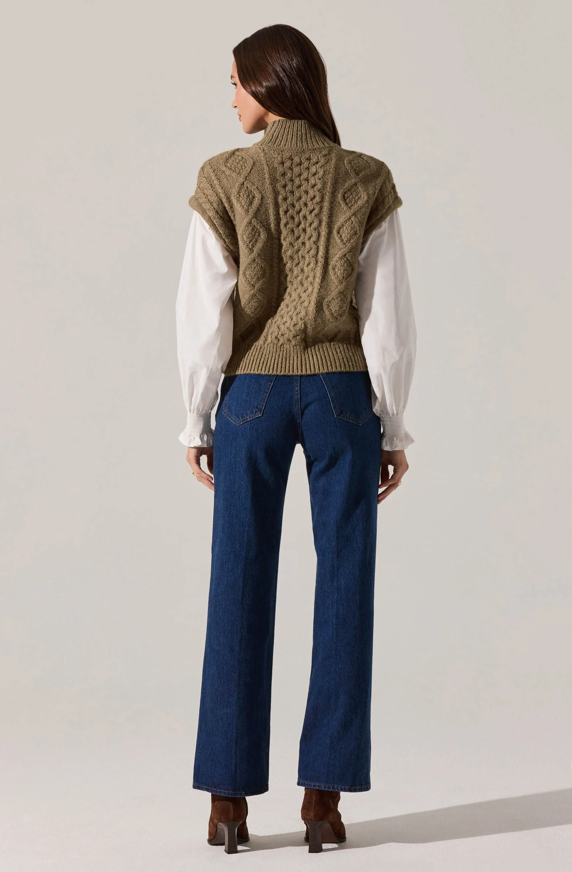 Angeline Contrast Cable Knit Sweater