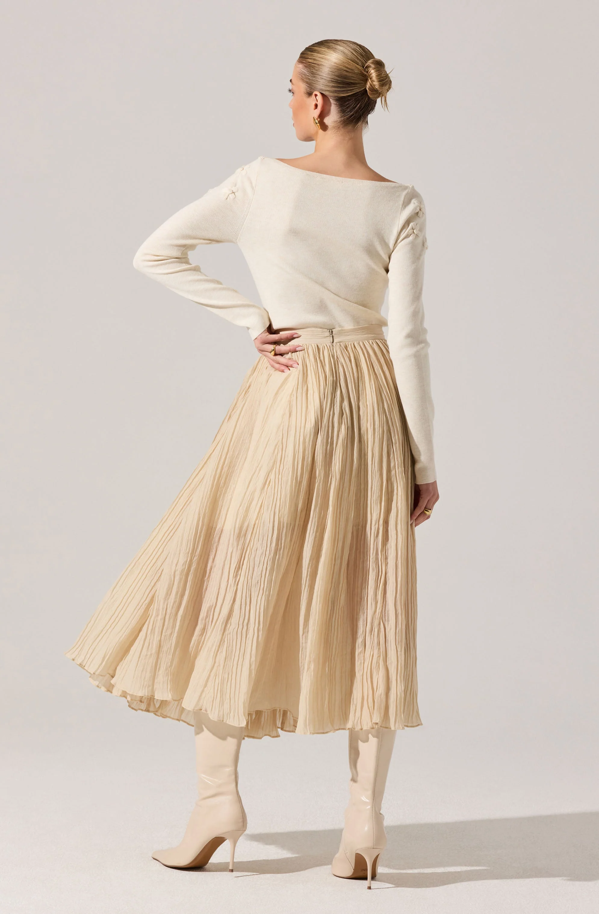 Salome Pleated Flare Midi Skirt