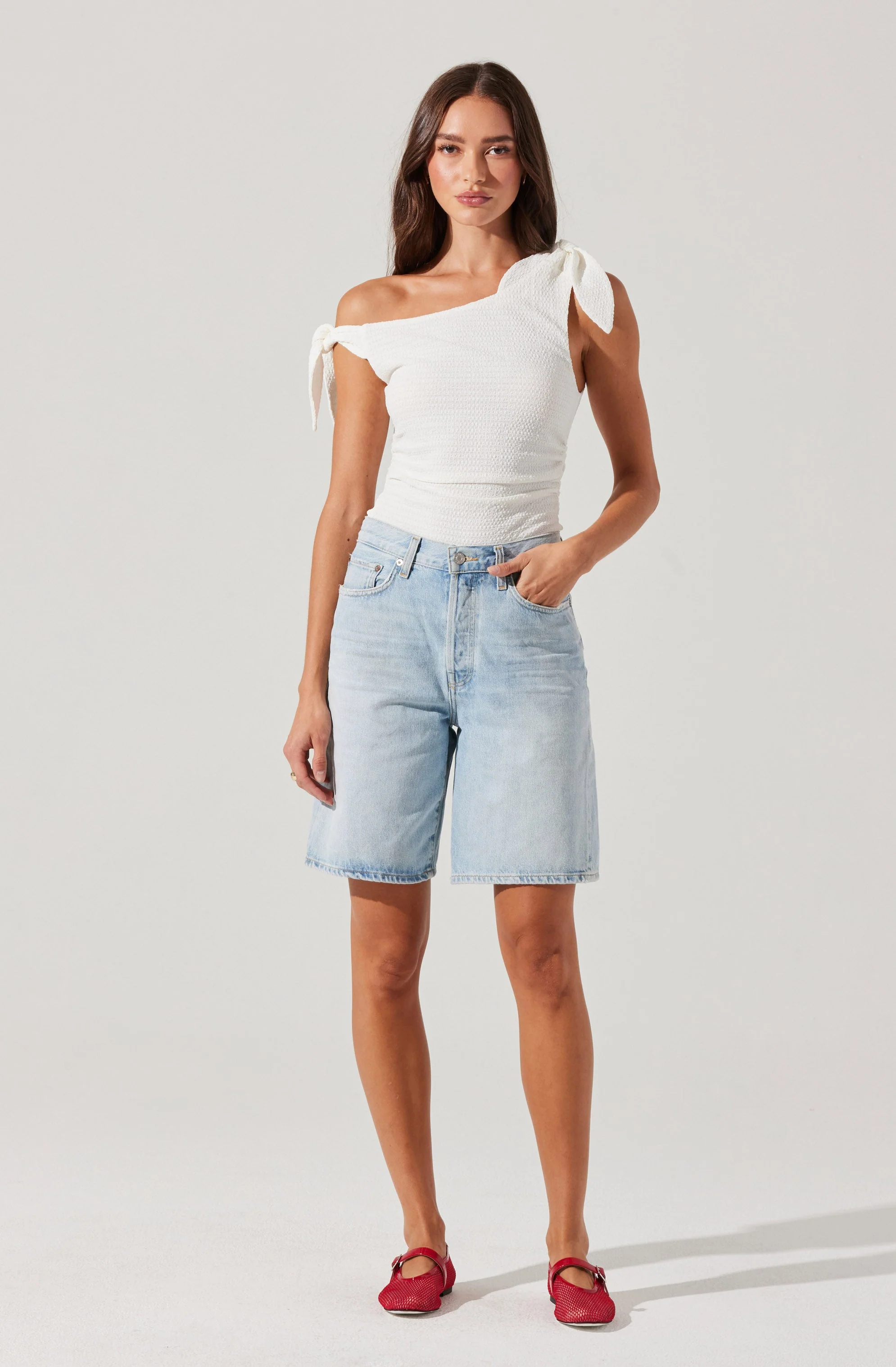 Lora Textured Off Shoulder Top