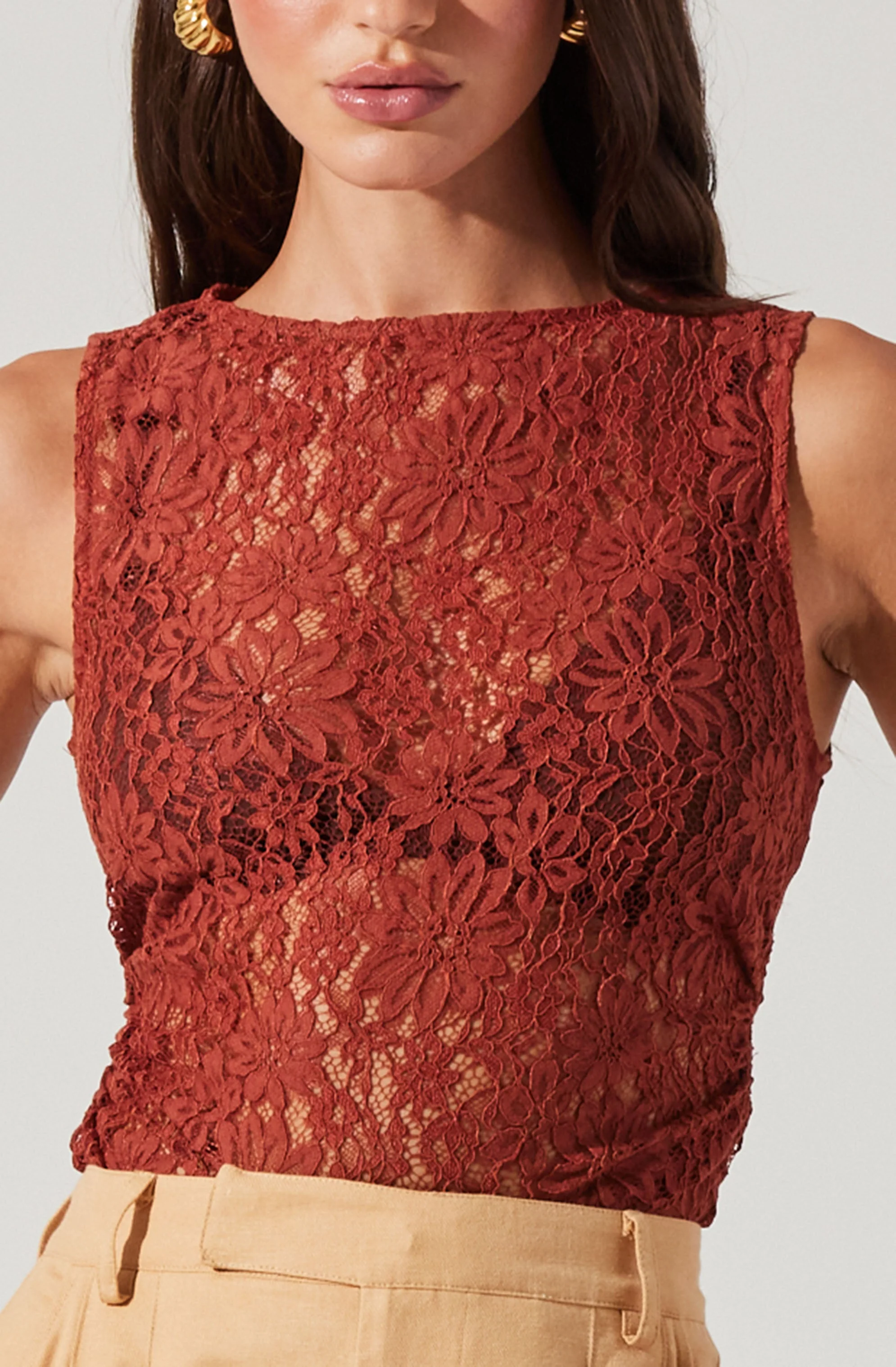 Kairi Lace High Neck Top