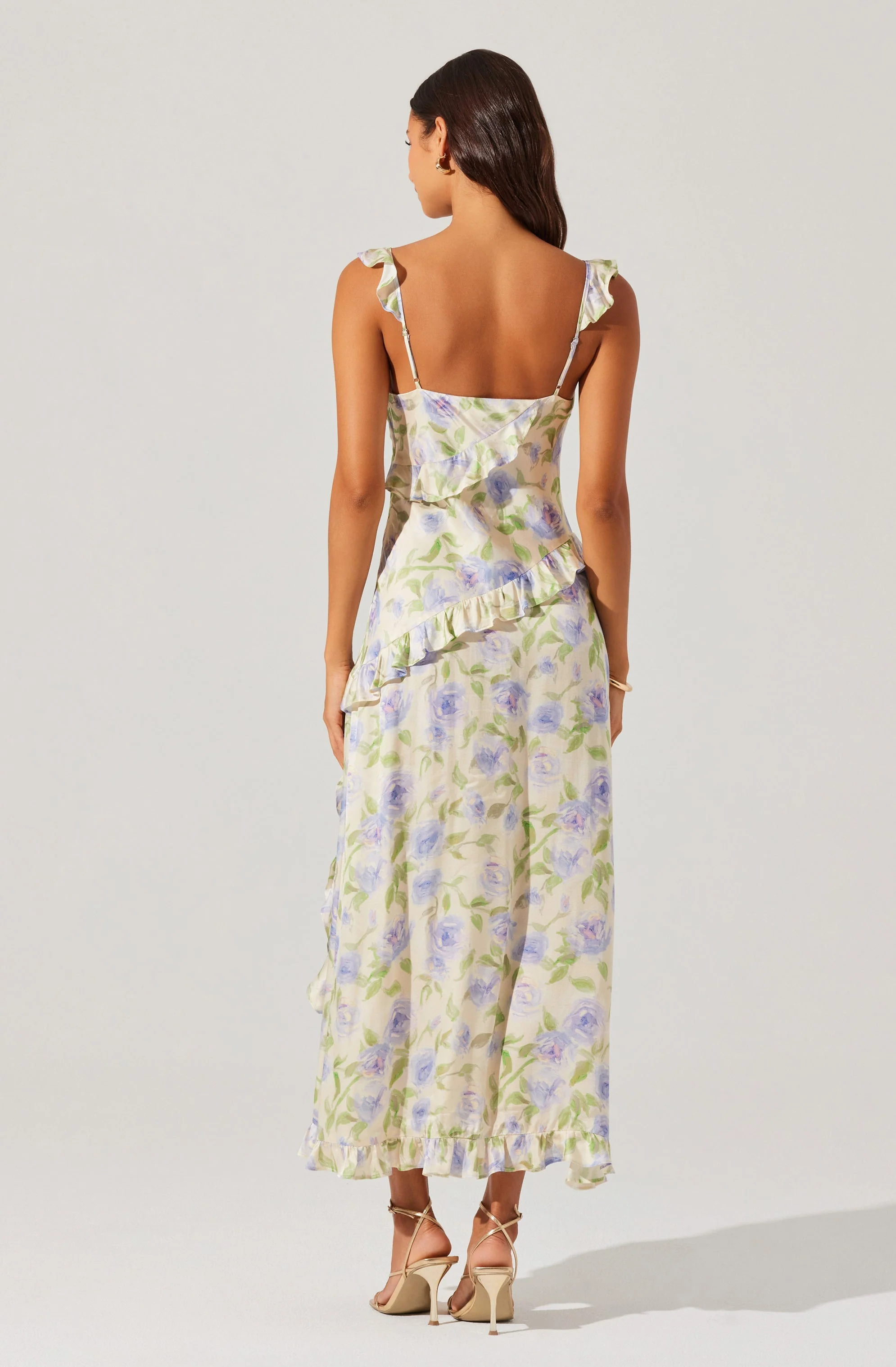 Rosalina Satin Floral Midi Dress