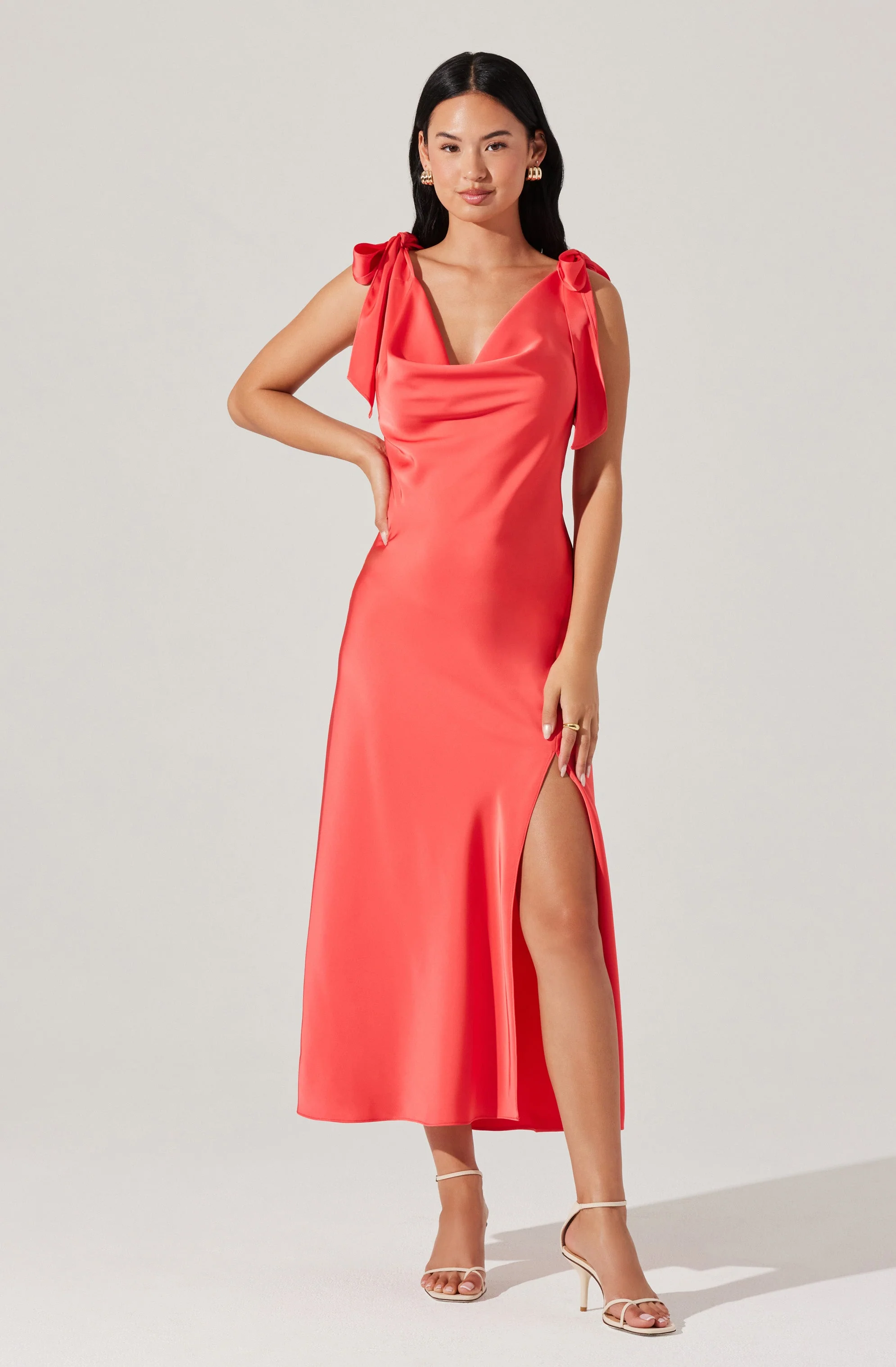 Allexina Satin Midi Dress