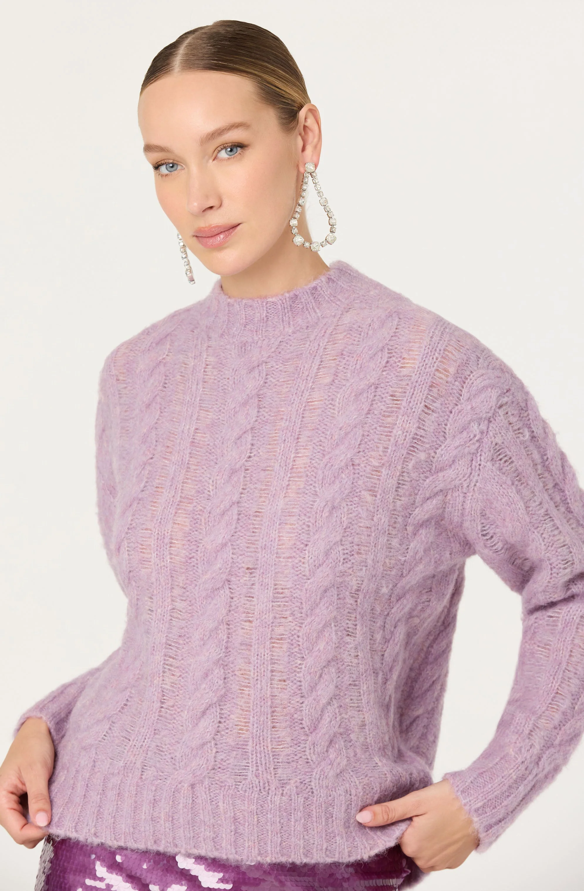 Violetta Cable Knit Crewneck Sweater