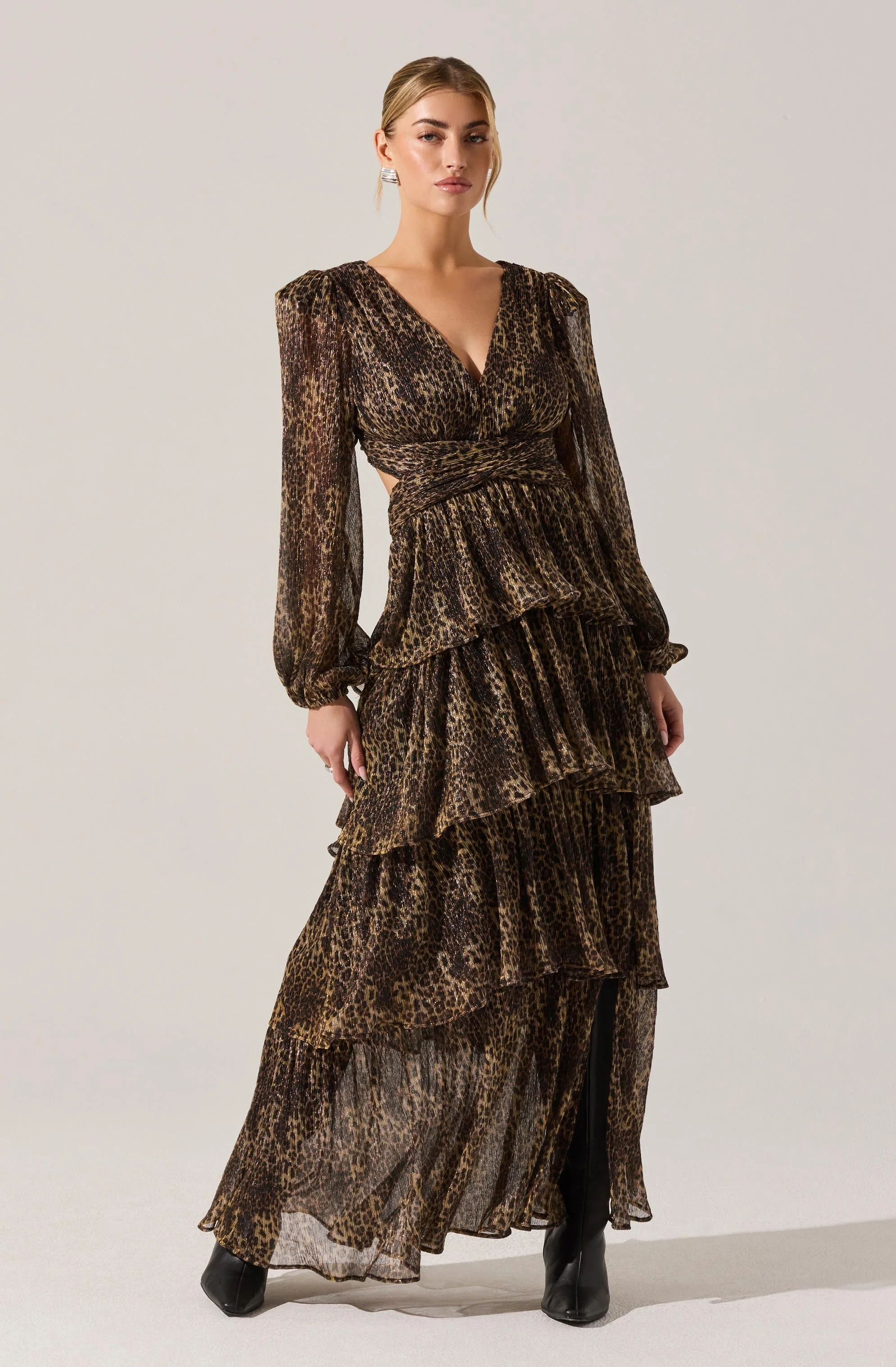 Anora Leopard Tiered Maxi Dress