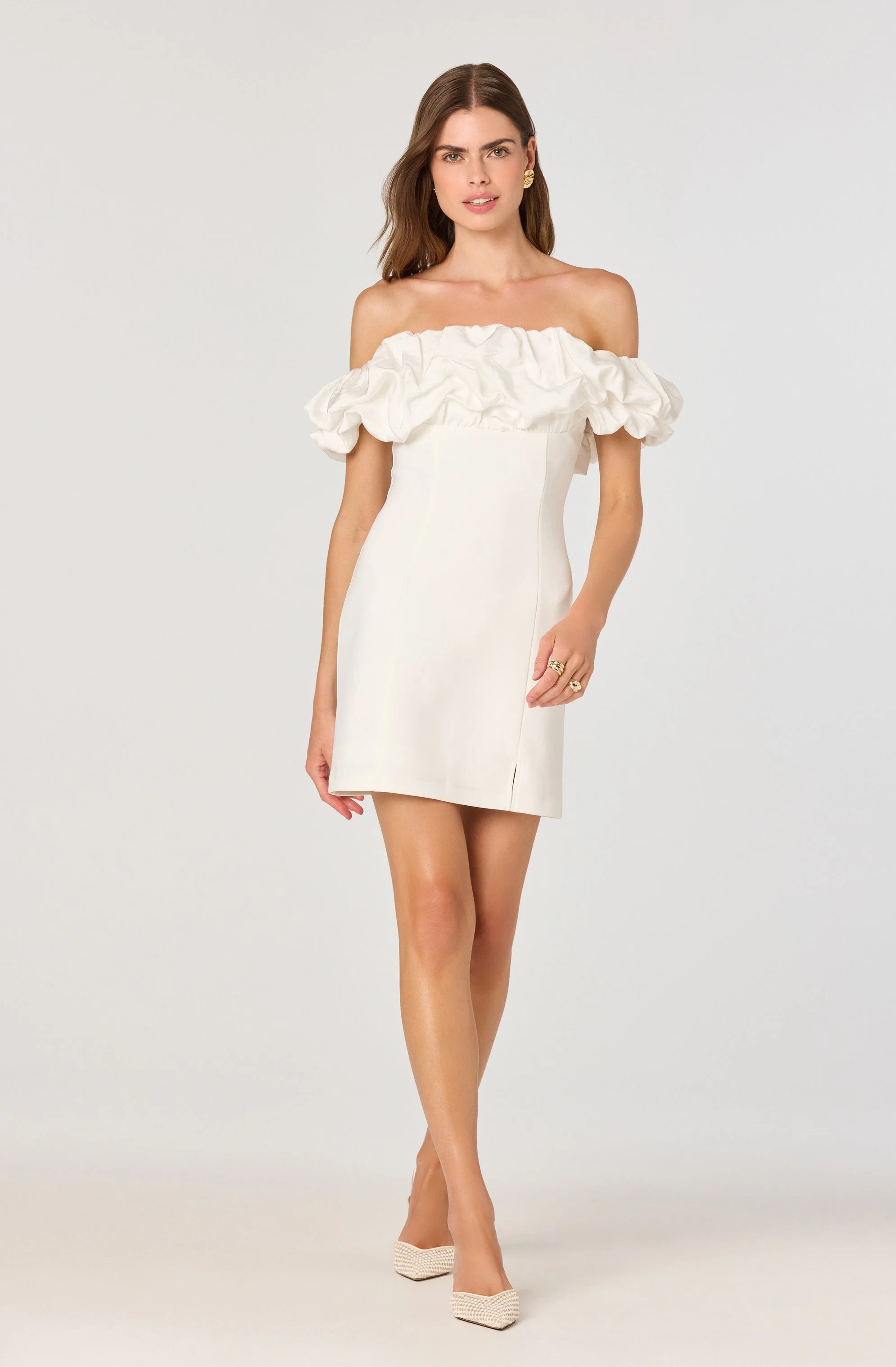 Ruffle Strapless Off Shoulder Dress