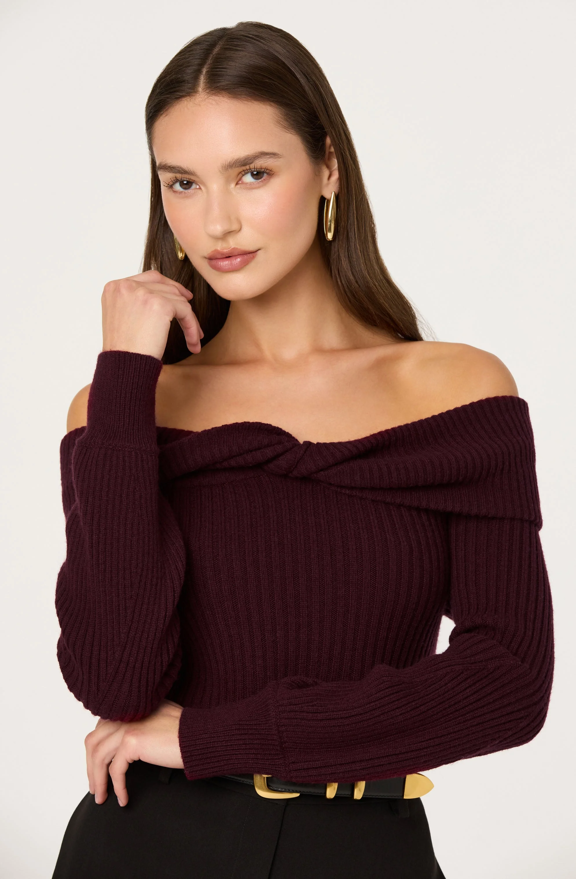 Tilde Twist Off Shoulder Sweater