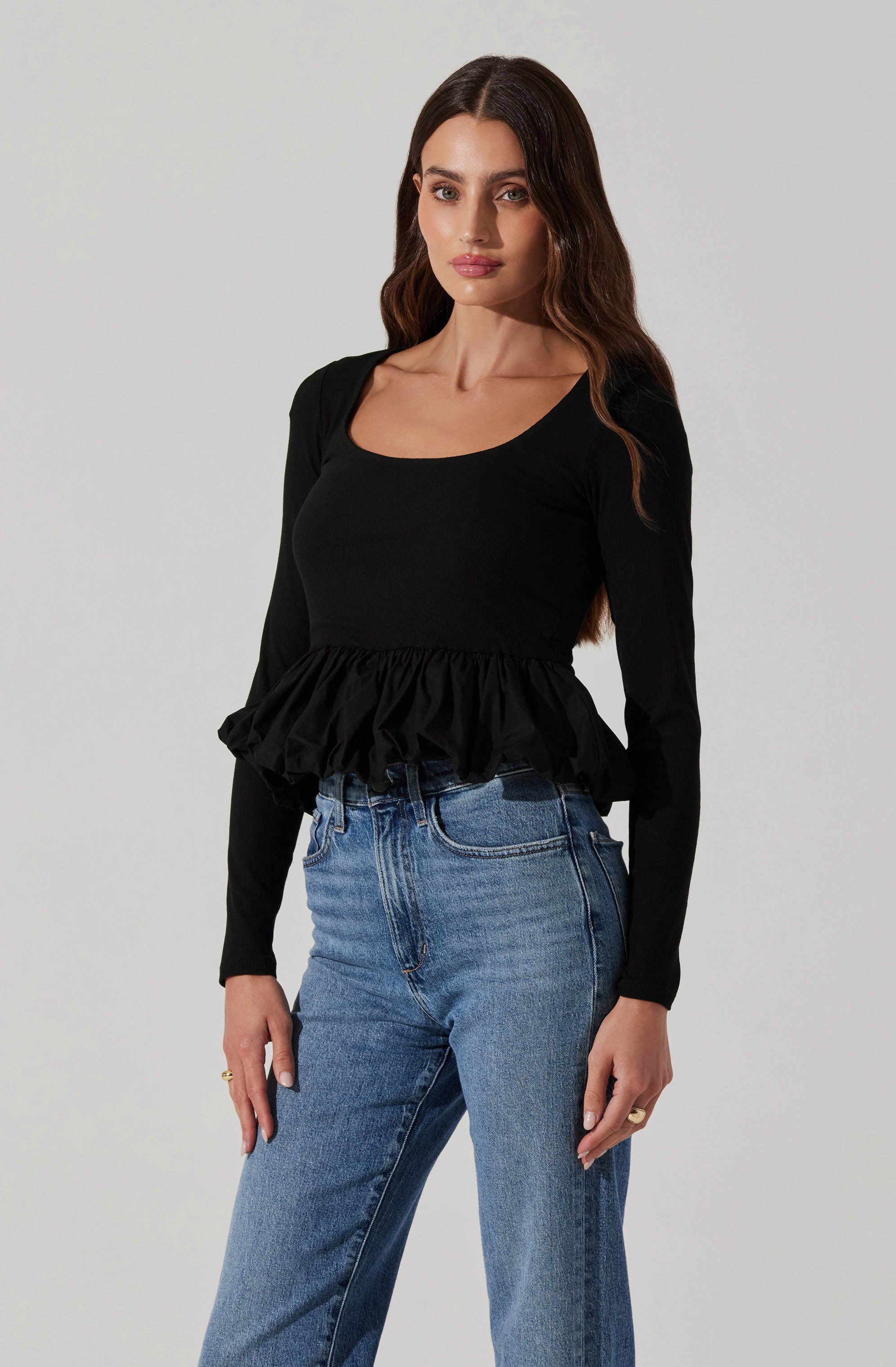 Bubble Hem Peplum Top