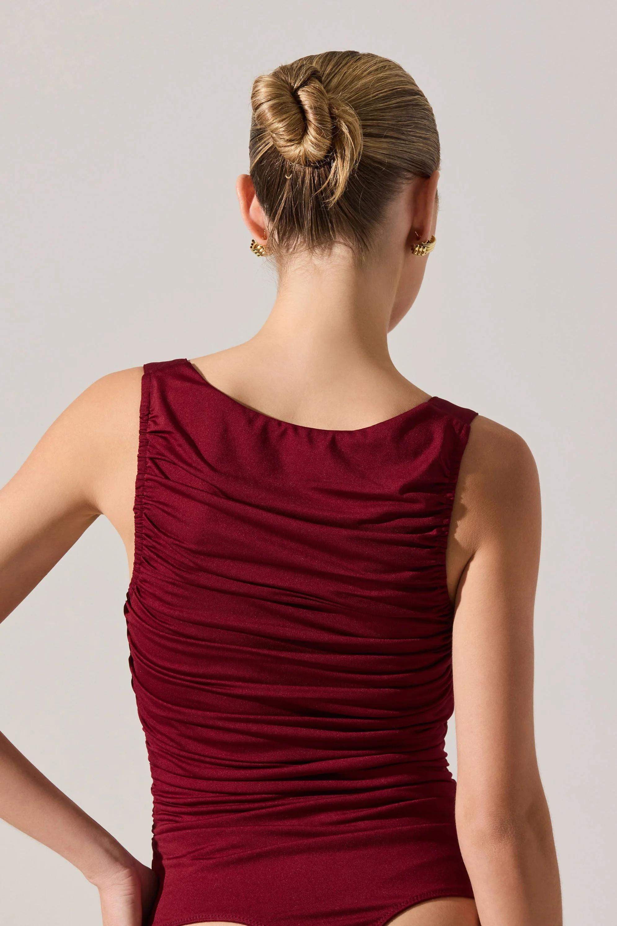 Voncile Ruched Square Neck Bodysuit