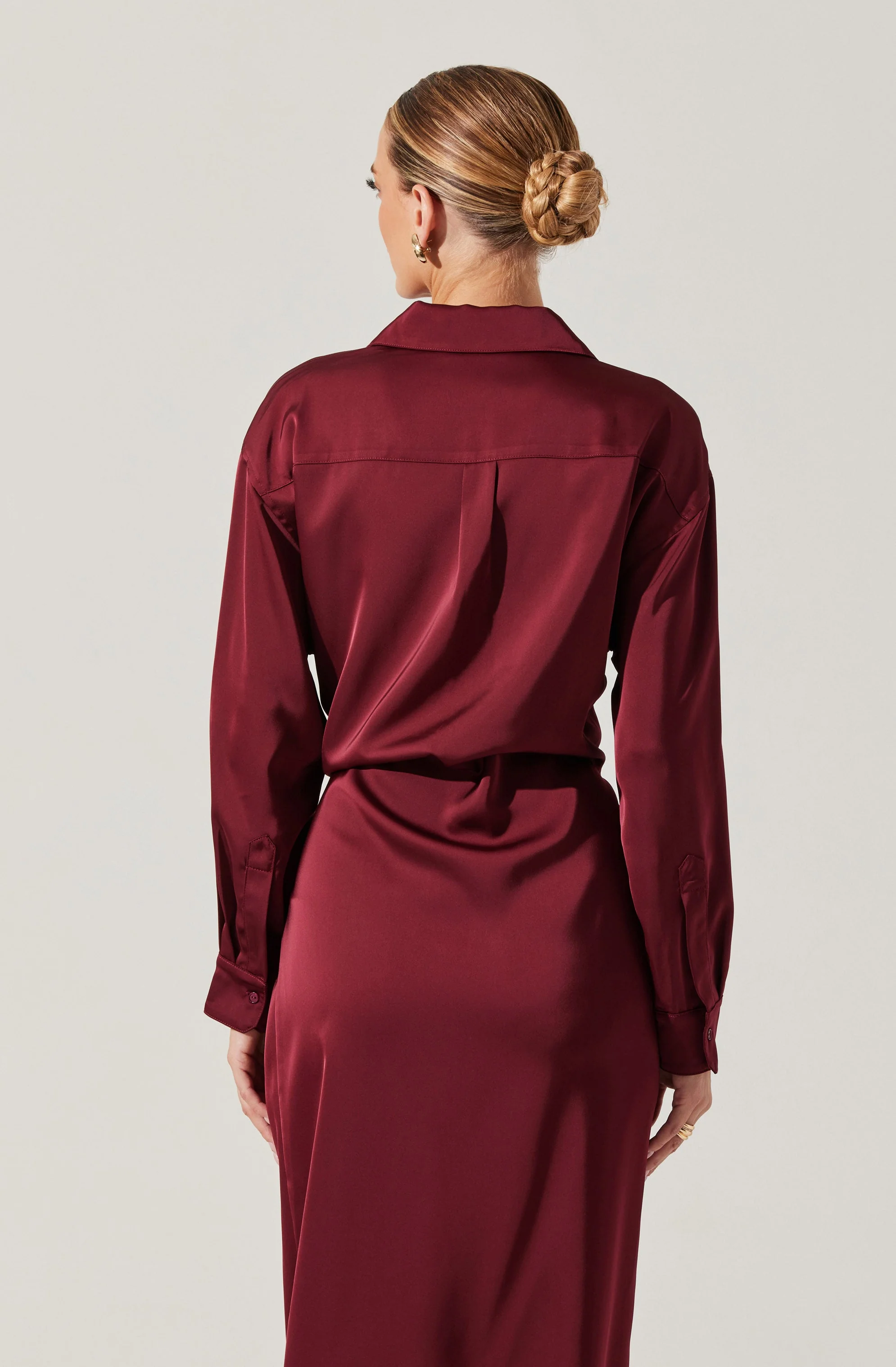 Ira Satin Wrap Shirt Dress