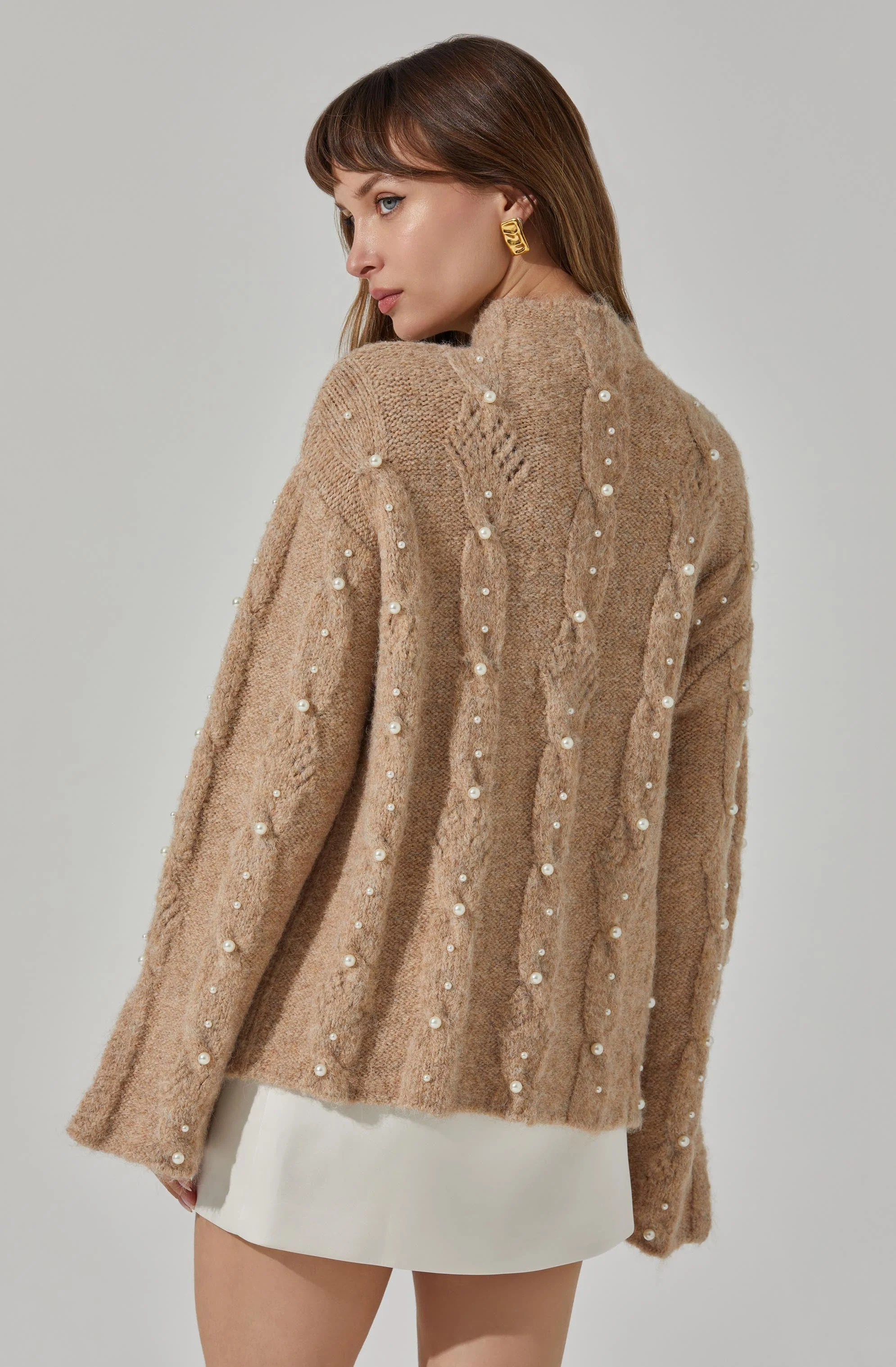 Kit Pearl Cable Knit Sweater