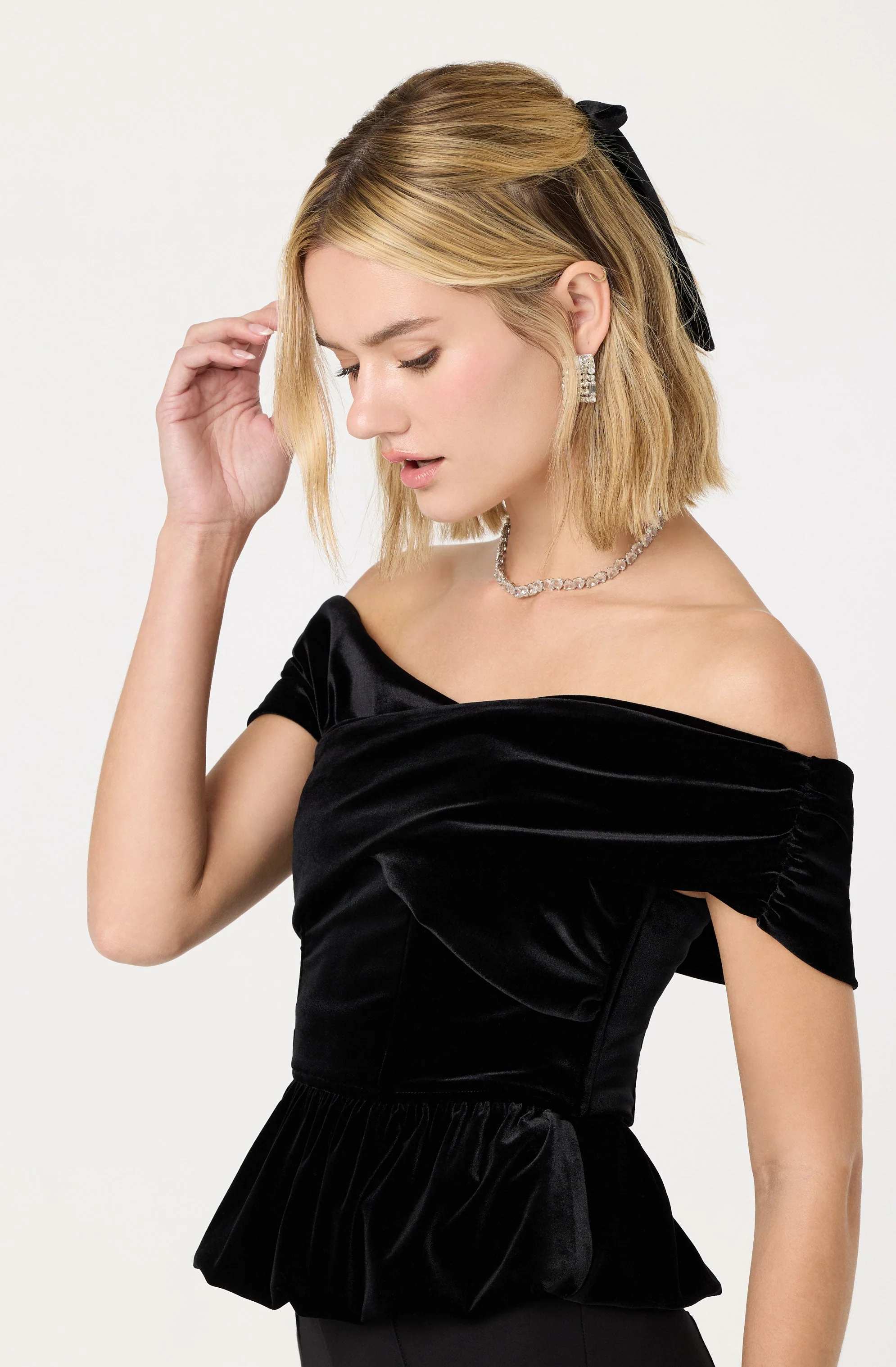 Tenille Velvet Off Shoulder Top
