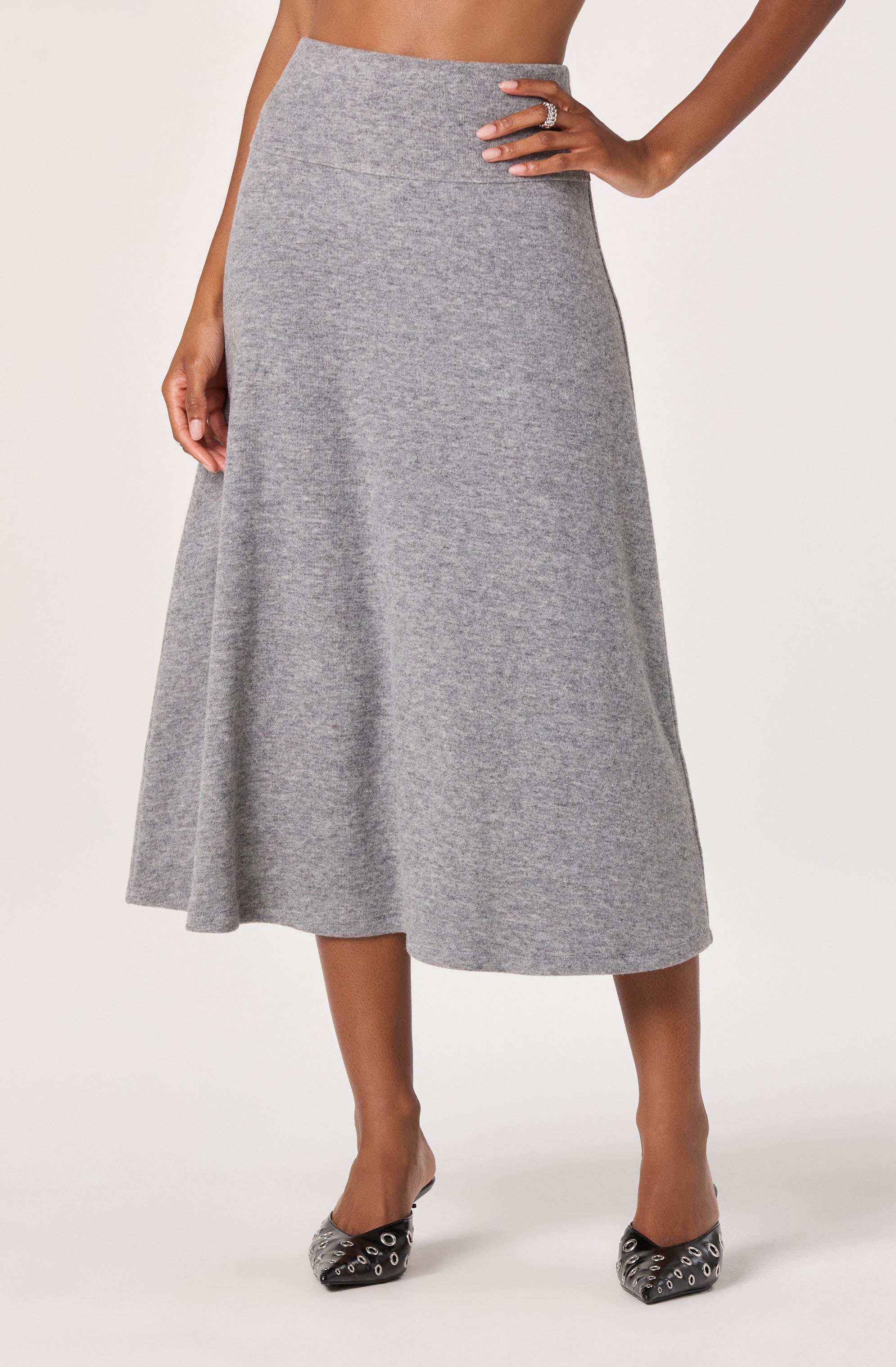 Knit A-line Midi Skirt
