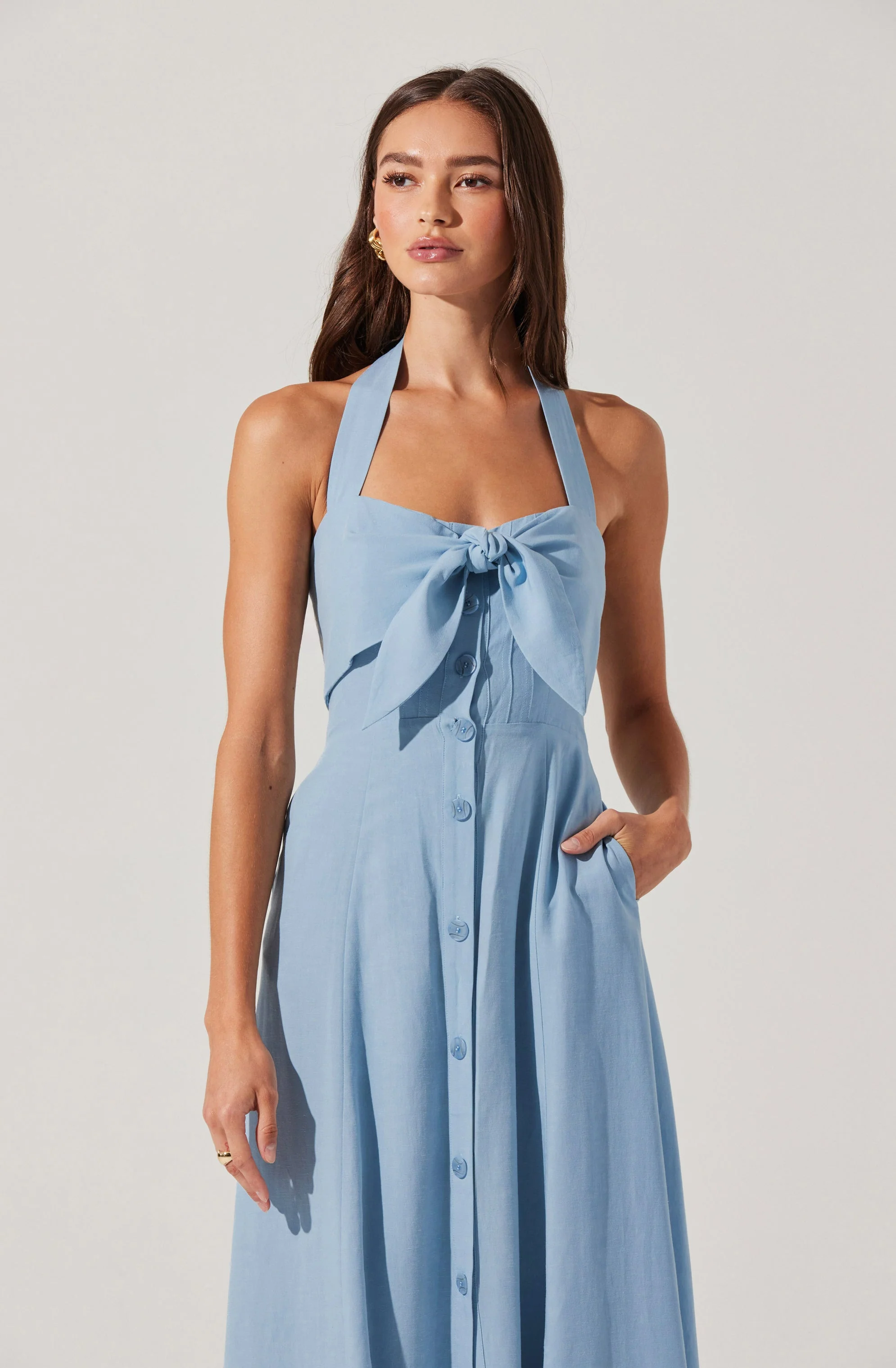 Katherine Linen-Blend Halter Dress