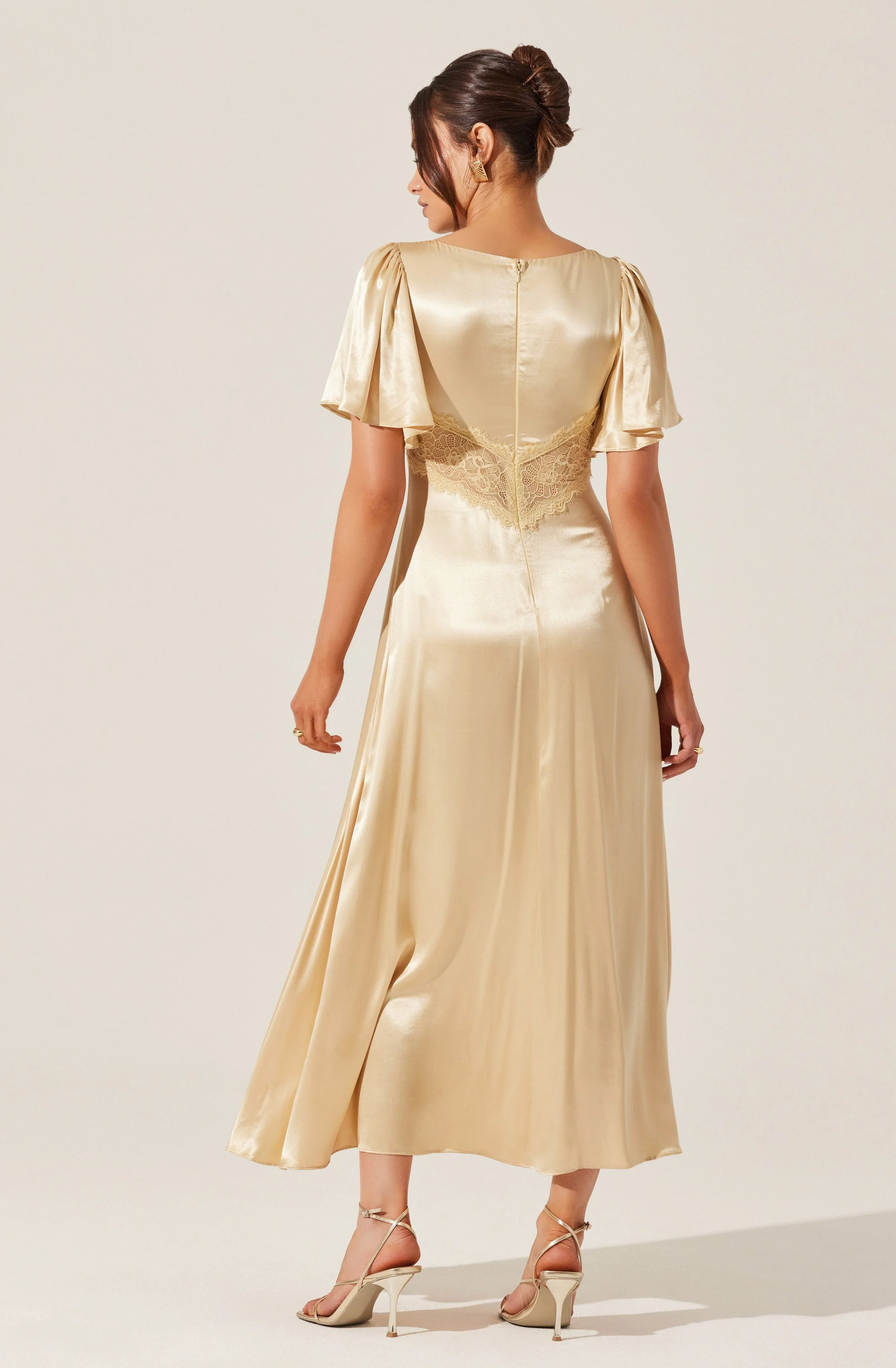 Aurelia Satin V-Neck Midi Dress