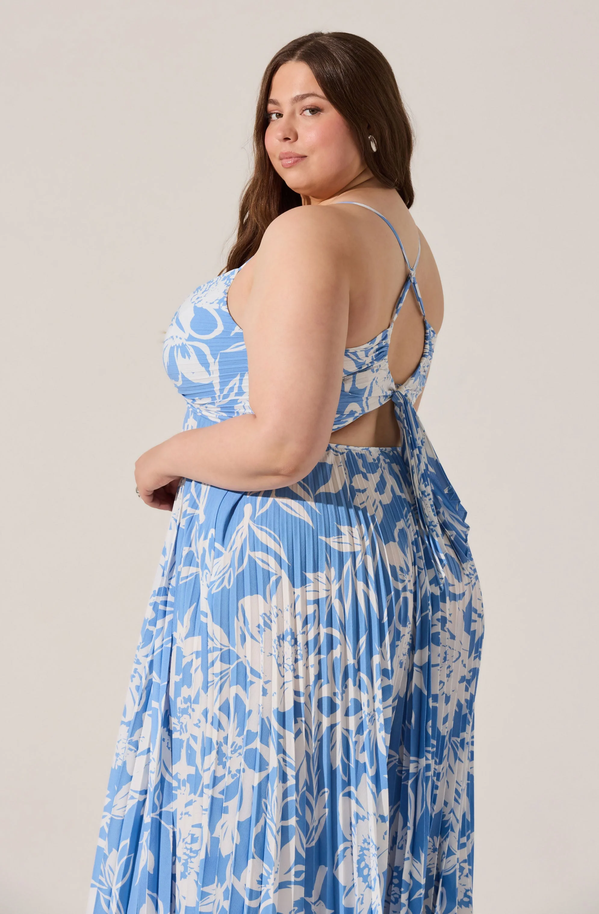 Blythe Floral Plisse Midi Dress