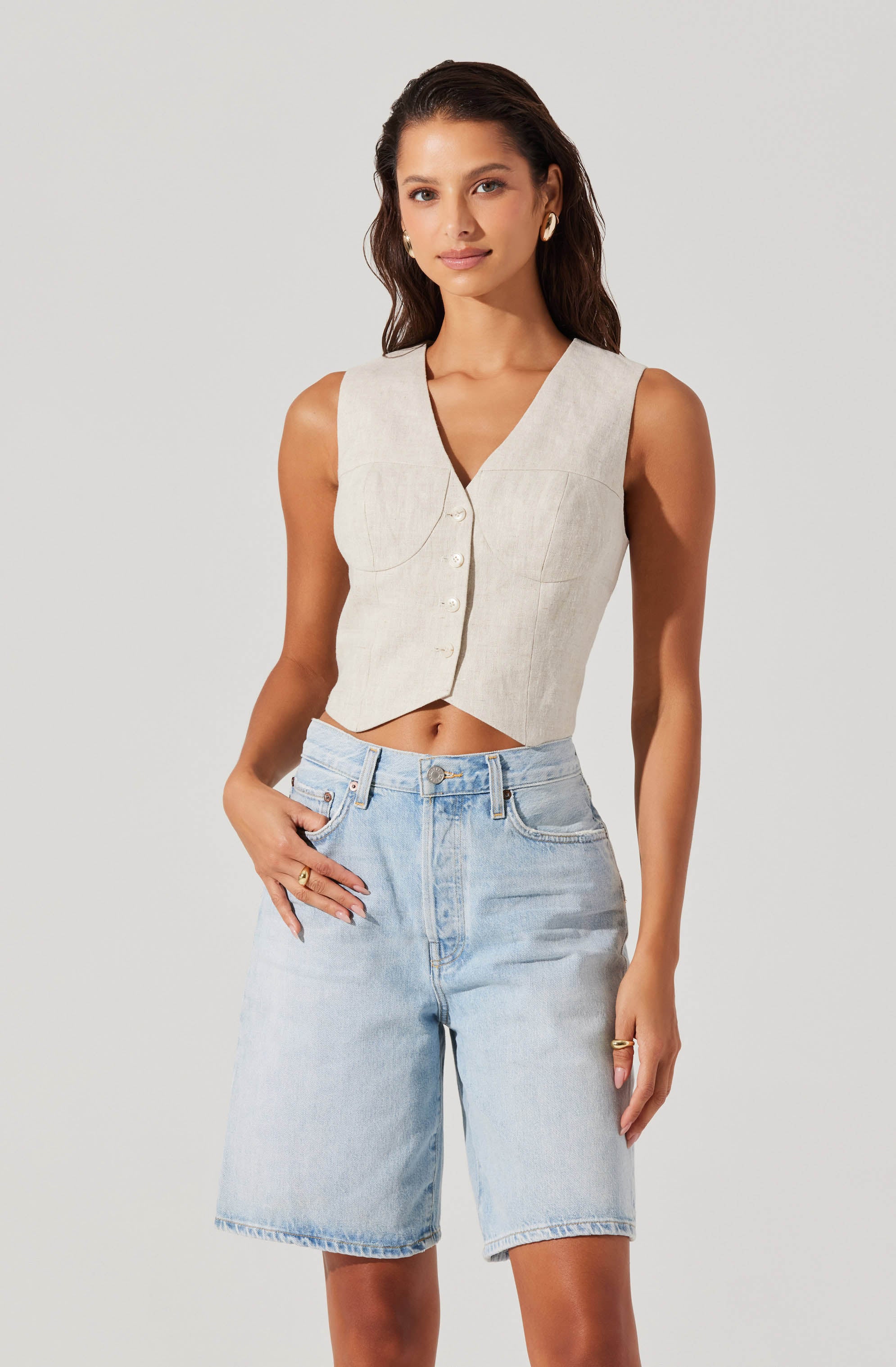 Ossa Linen Cropped Vest