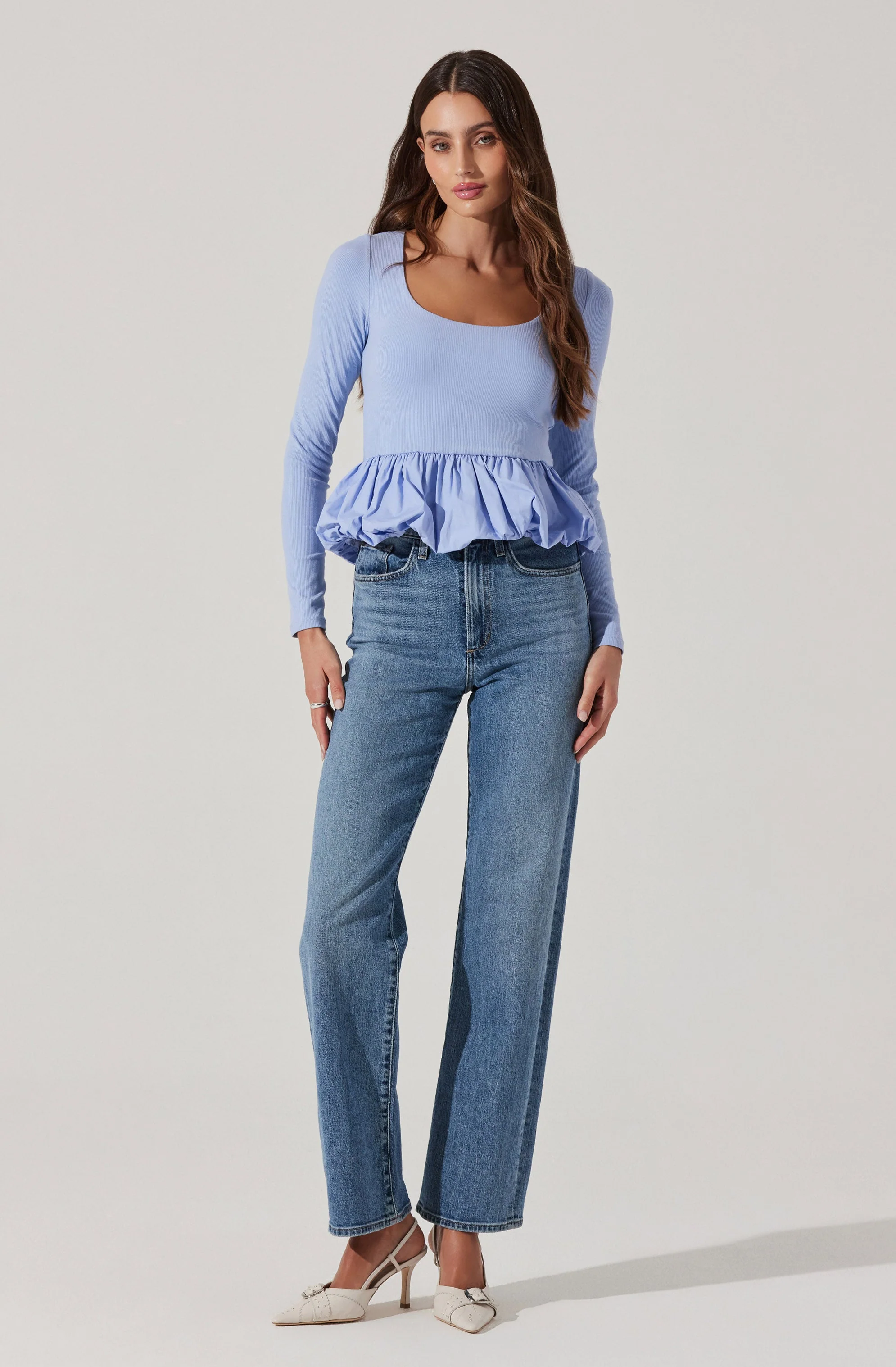 Bubble Hem Peplum Top