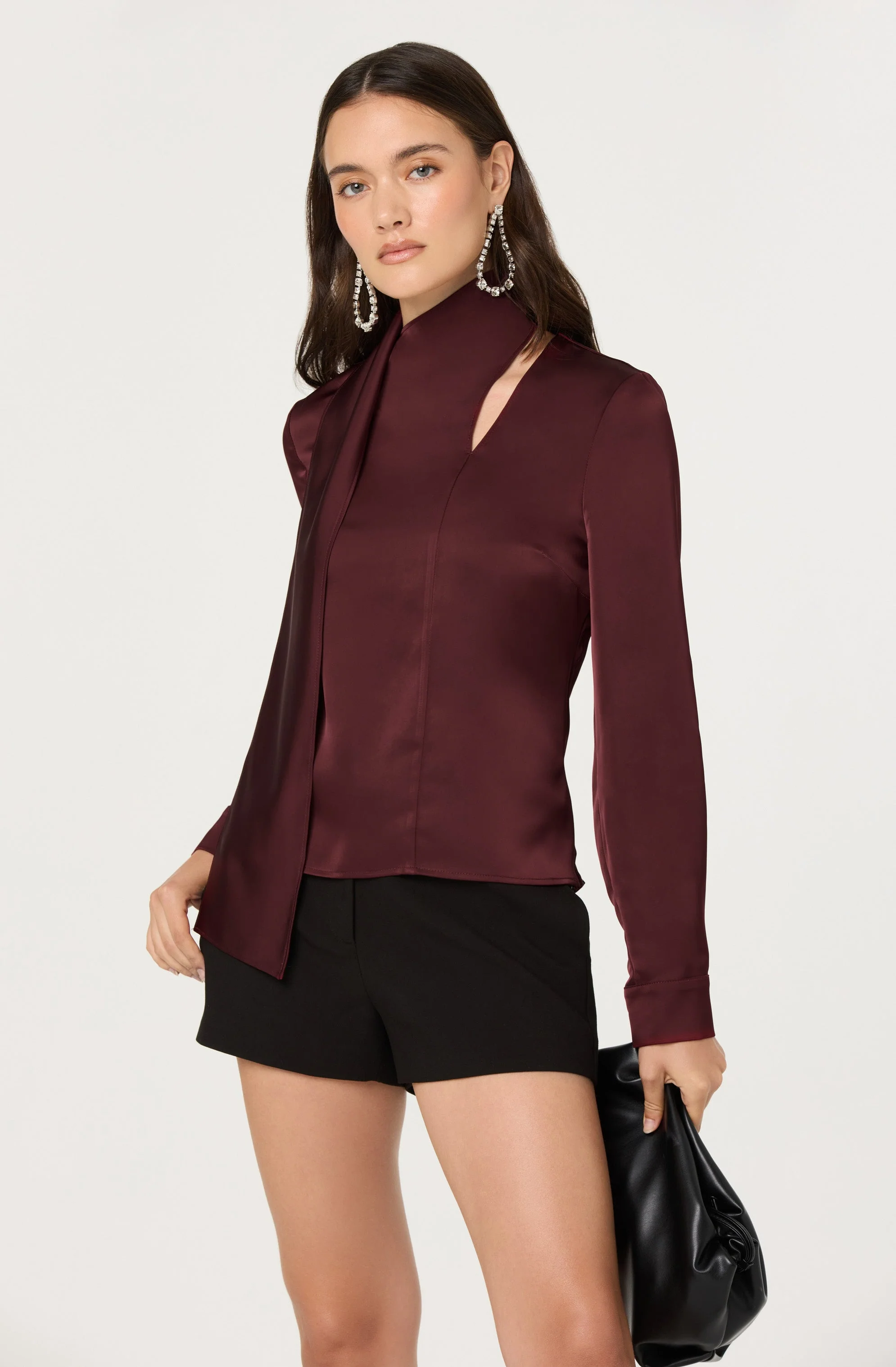 Felisita Satin Cutout Scarf Top
