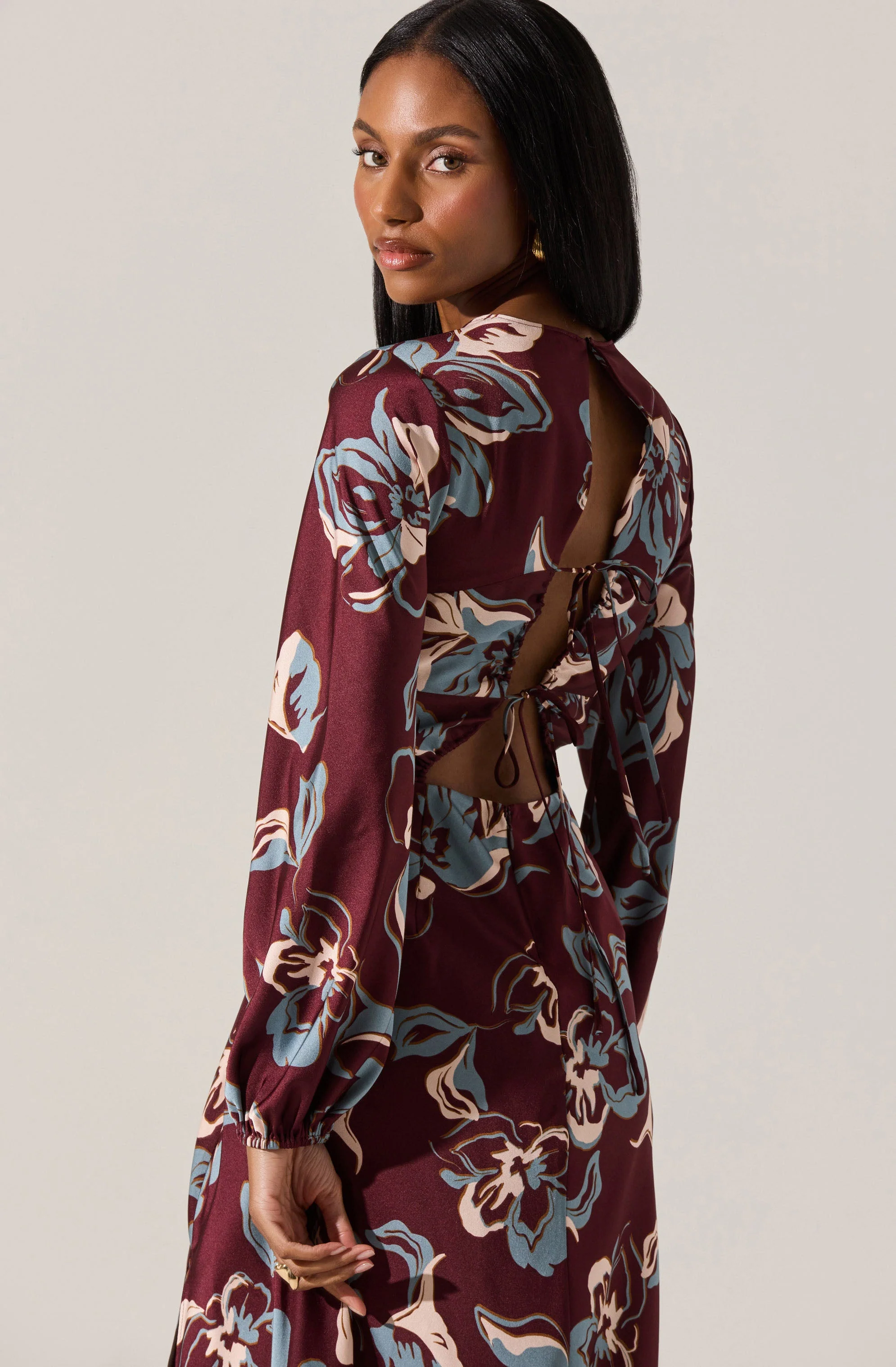 Elyse Satin Floral Midi Dress