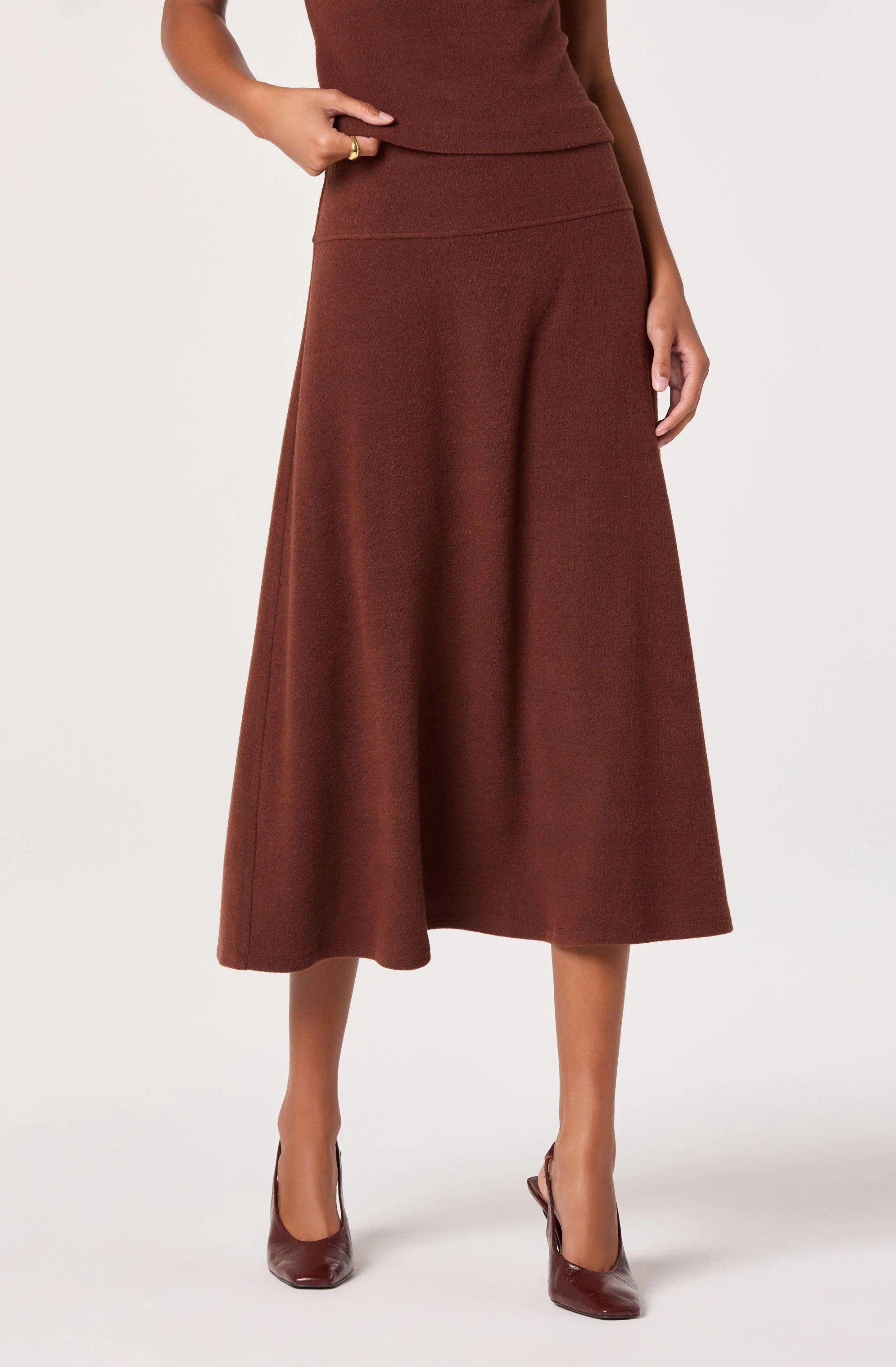 Knit A-line Midi Skirt
