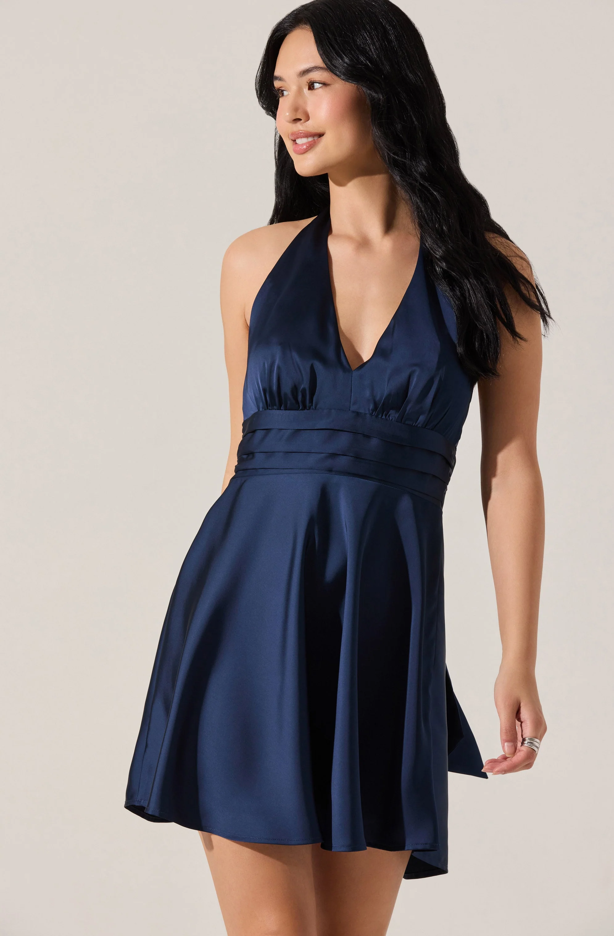 Mielle Satin Halter Mini Dress