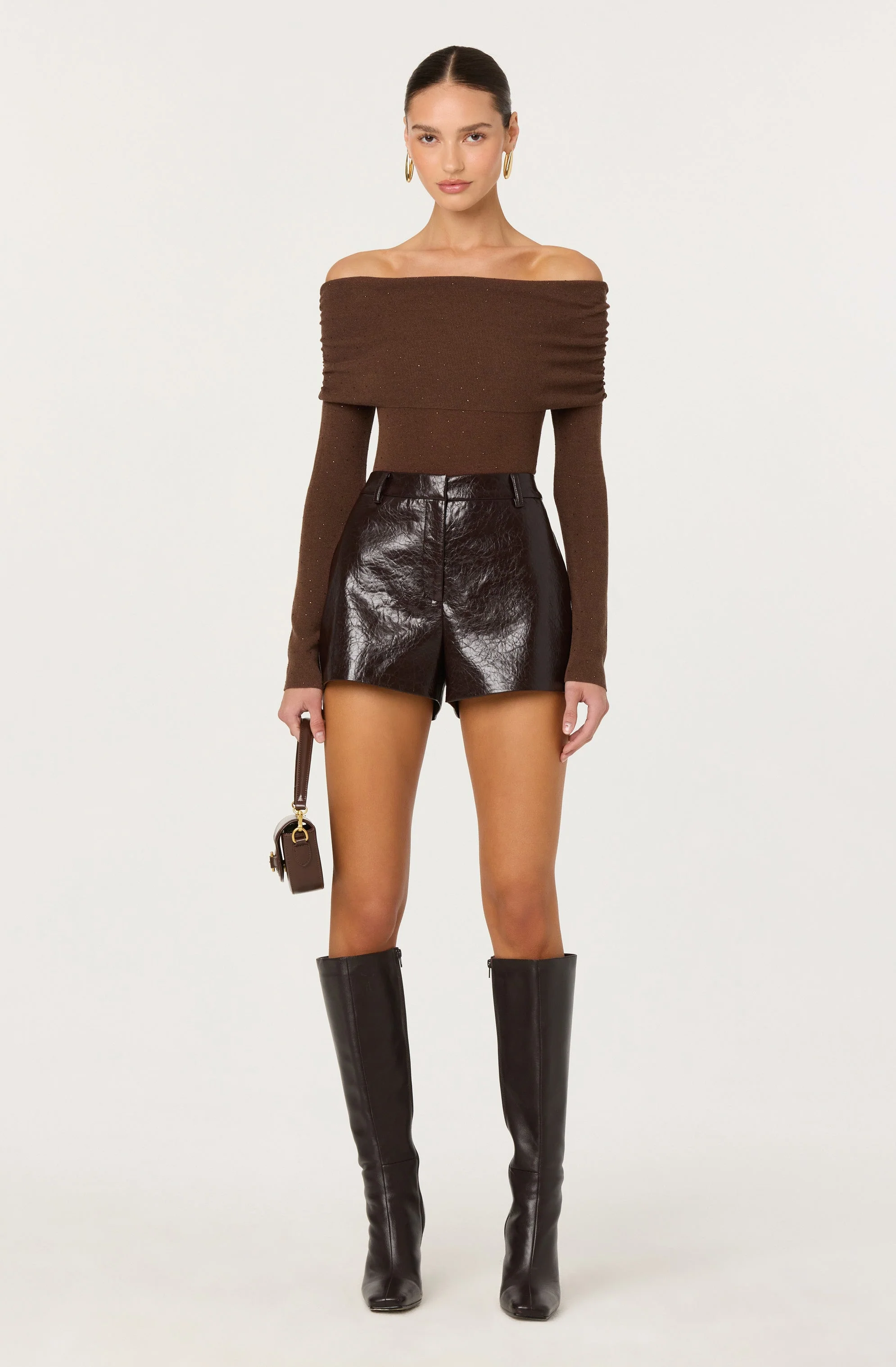 Kylin Off Shoulder Rhinestone Sweater