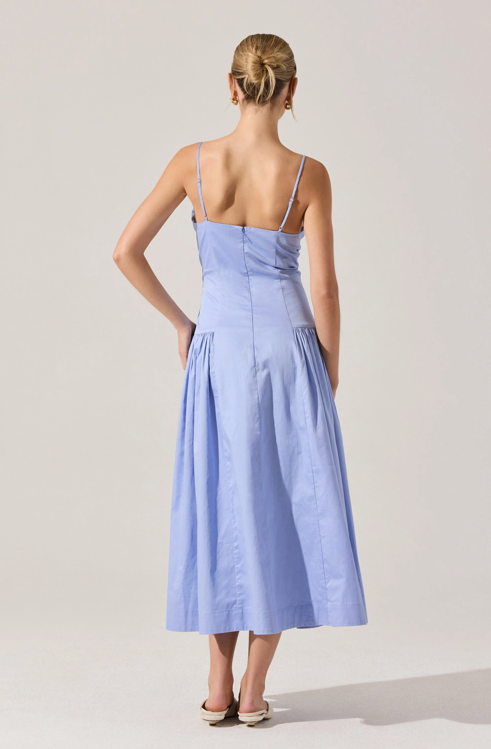 High Square Neck Midi Dress