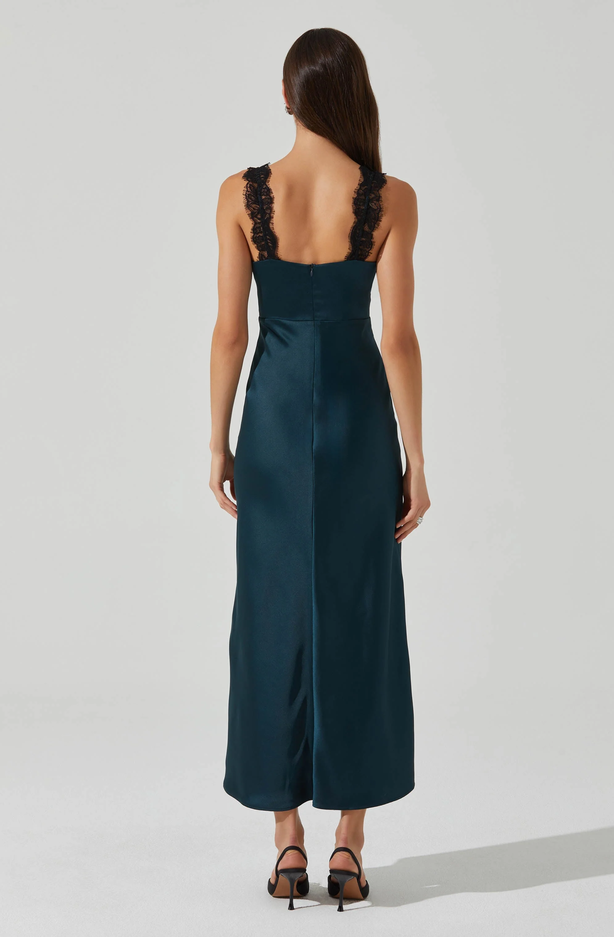 Eirene Satin Lace Trim Dress