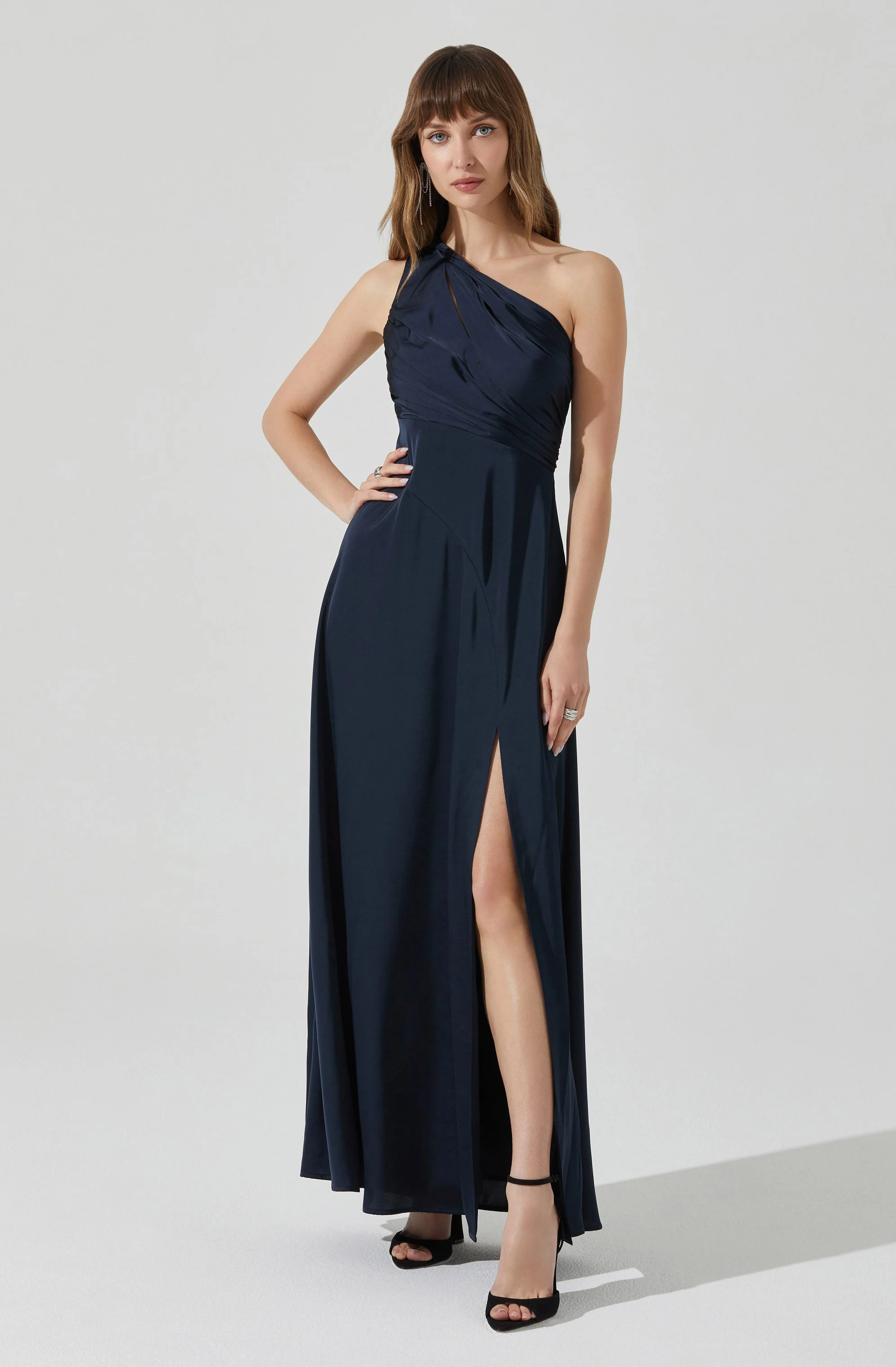 Atoila One Shoulder Satin Maxi Dress