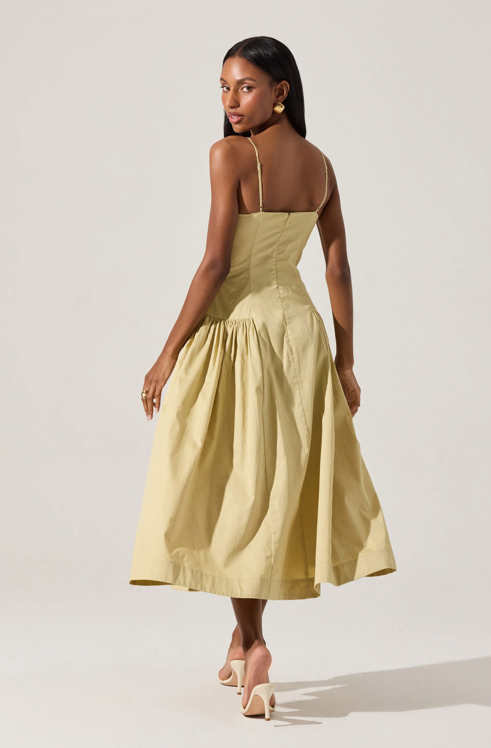 High Square Neck Midi Dress