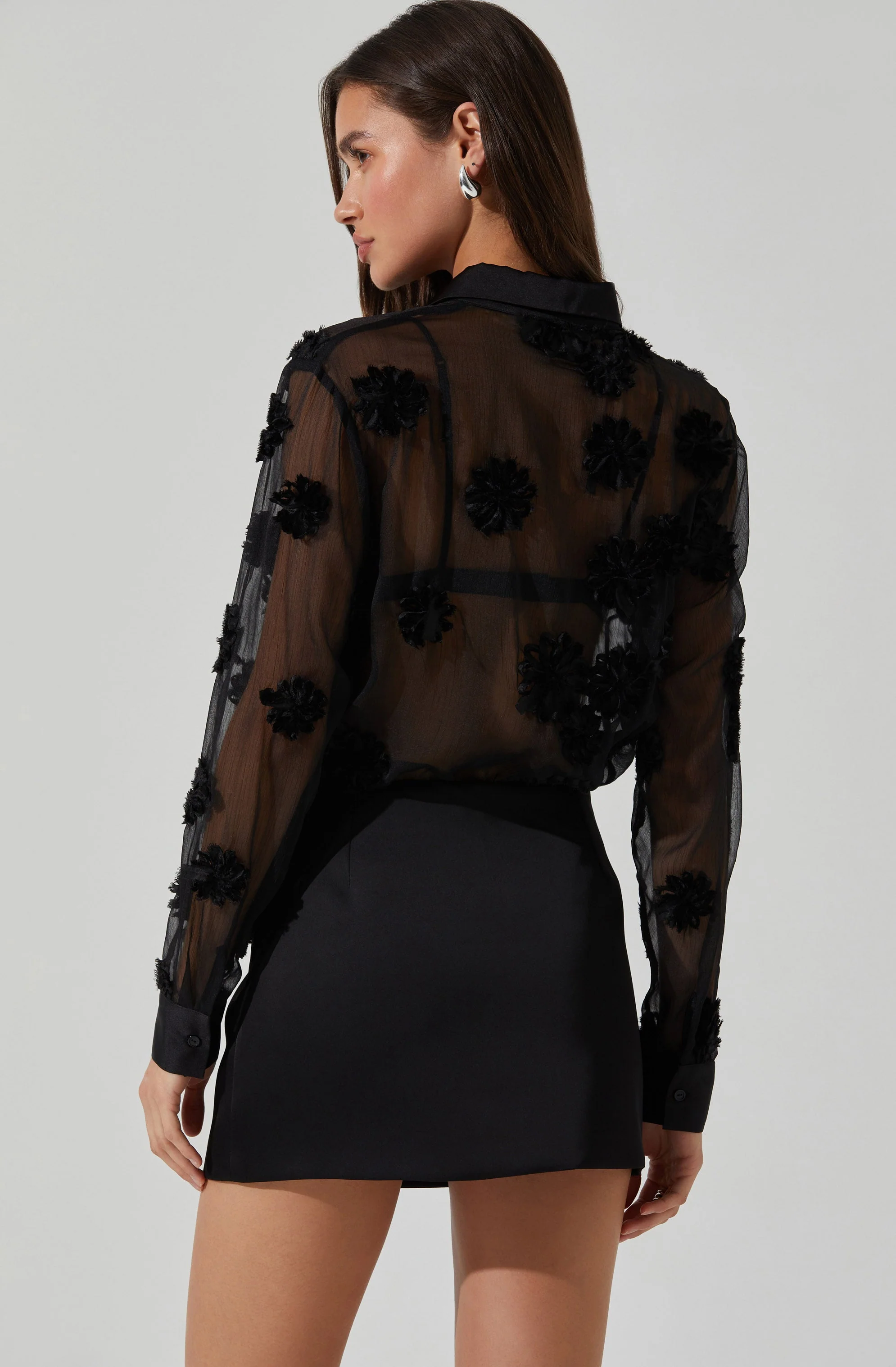 Ioannis Sheer 3D Floral Shirt