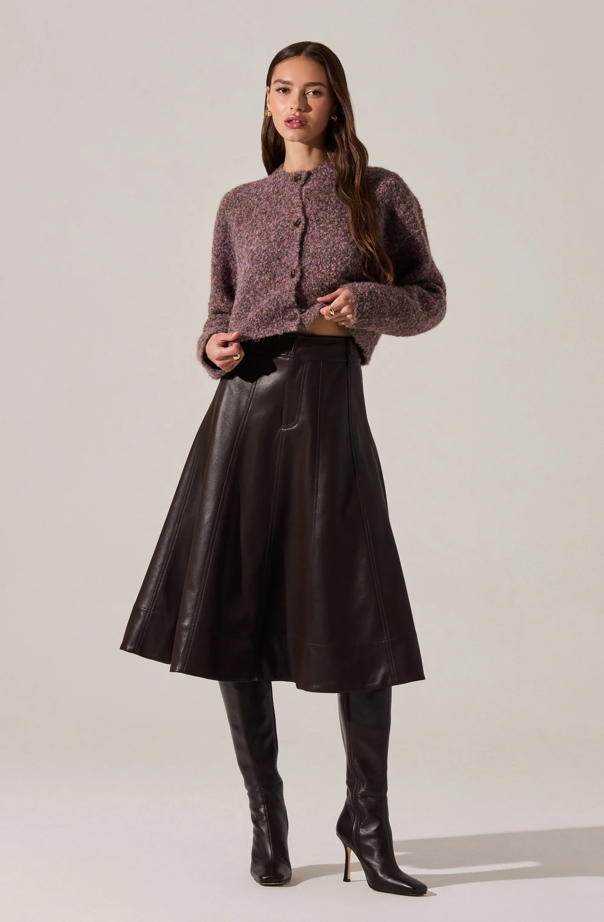 Sebille Textured Fuzzy Knit Cardigan