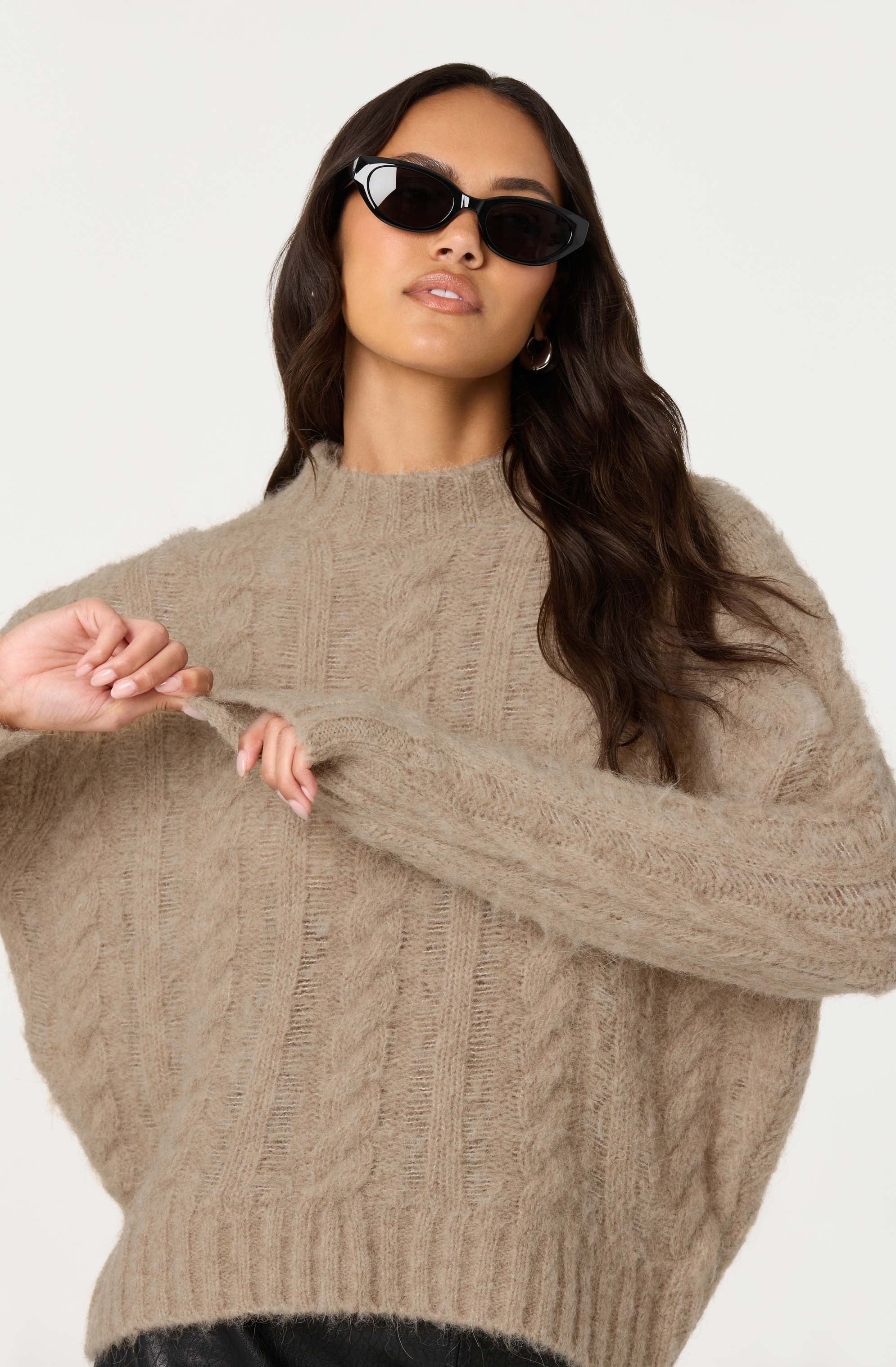 Violetta Cable Knit Crewneck Sweater