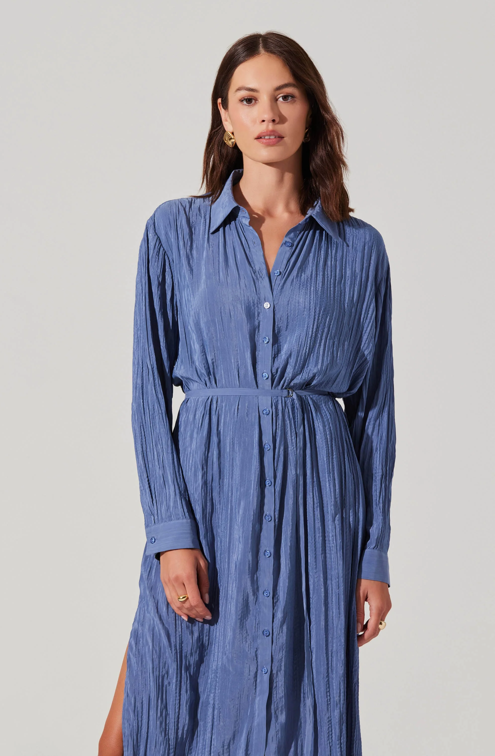 Belted Long Sleeve Shirt Dress