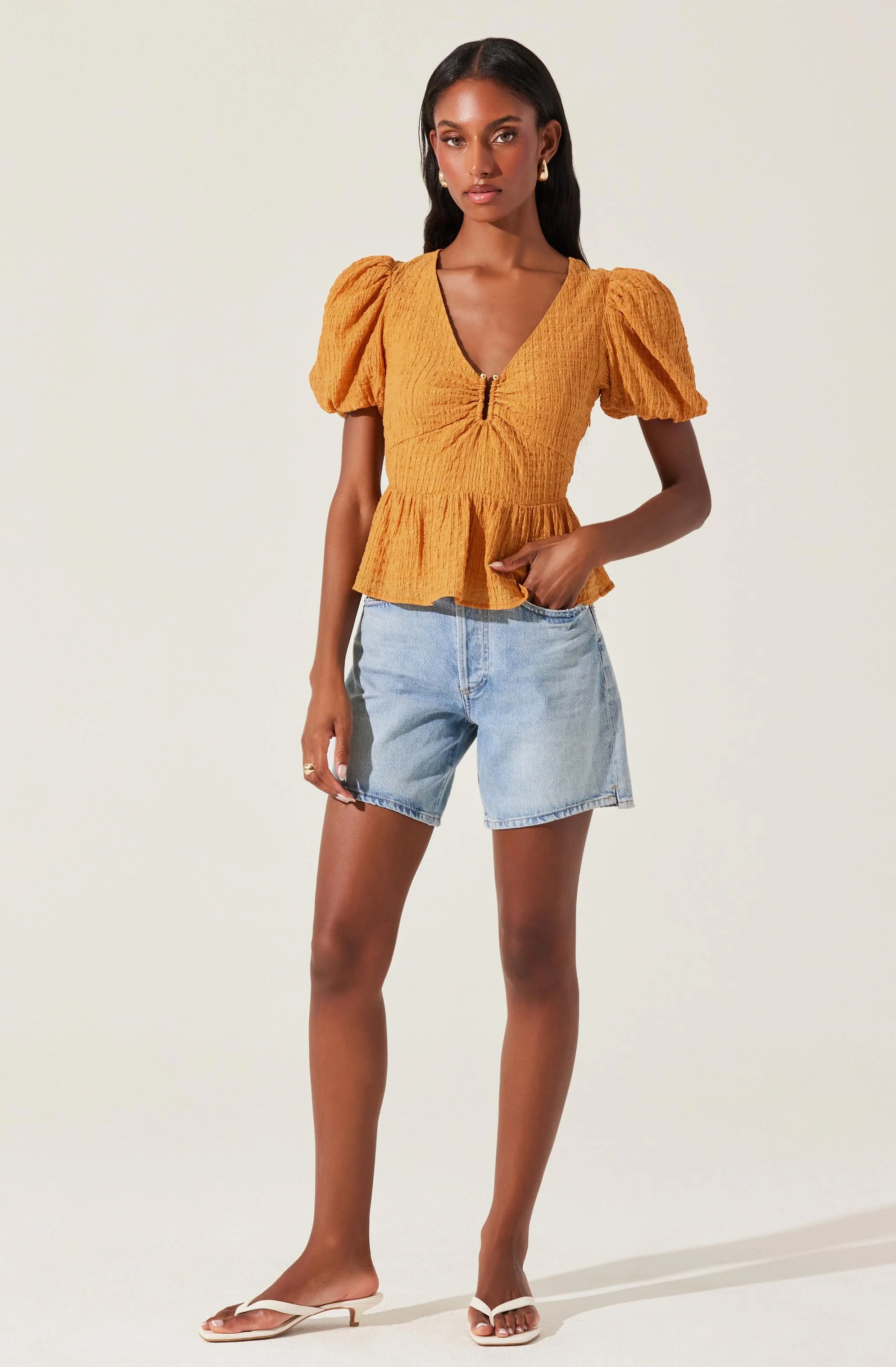Mylah Puff Sleeve Peplum Top