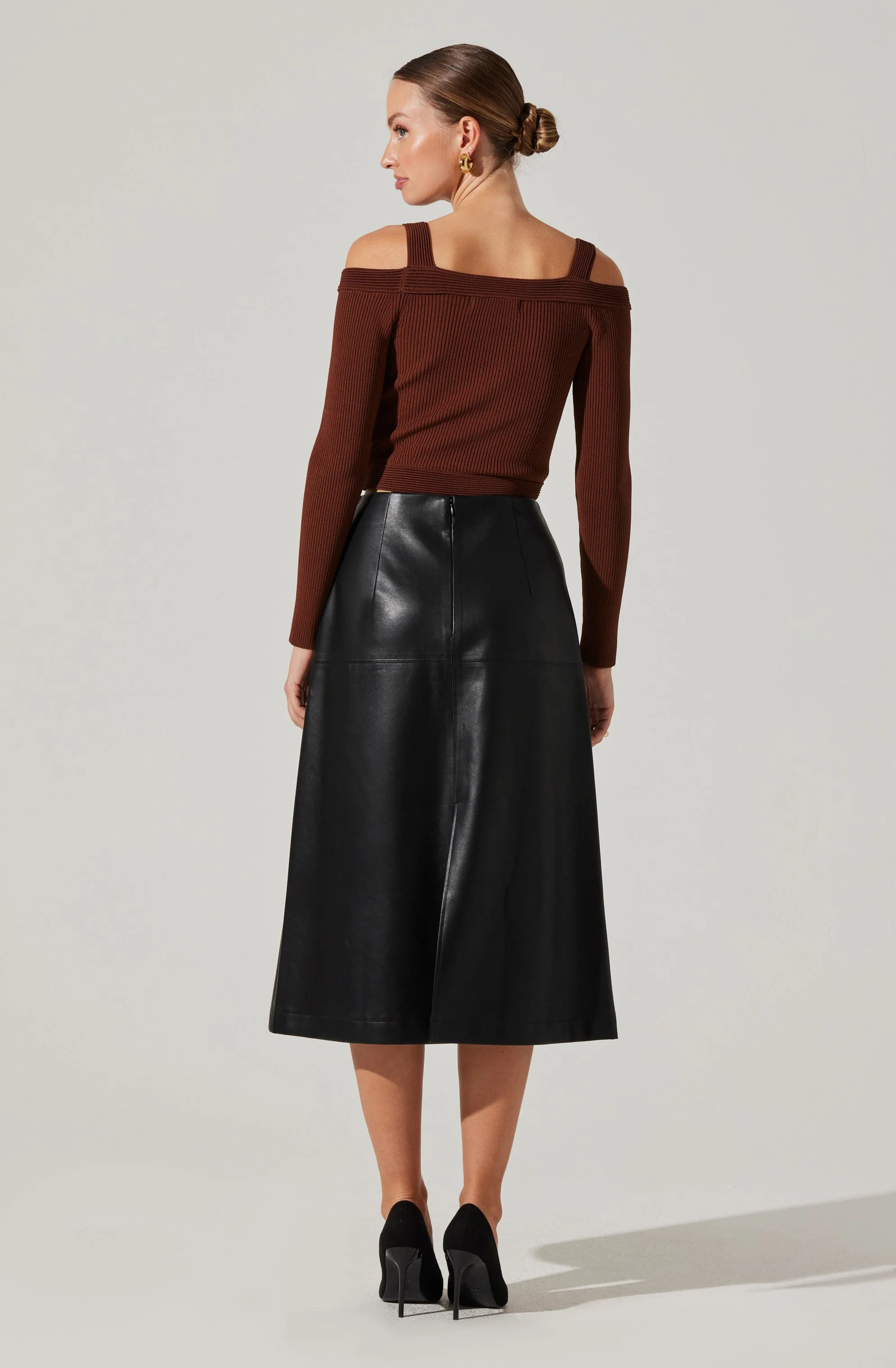 Pacey Ribbed Cold Shoulder Sweater