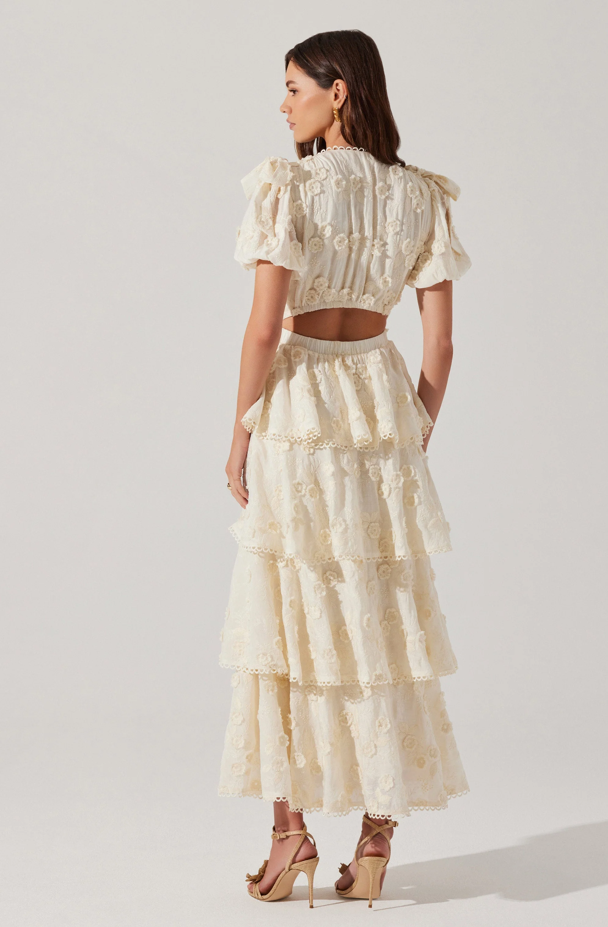 Arianell Embroidered Floral Tiered Dress