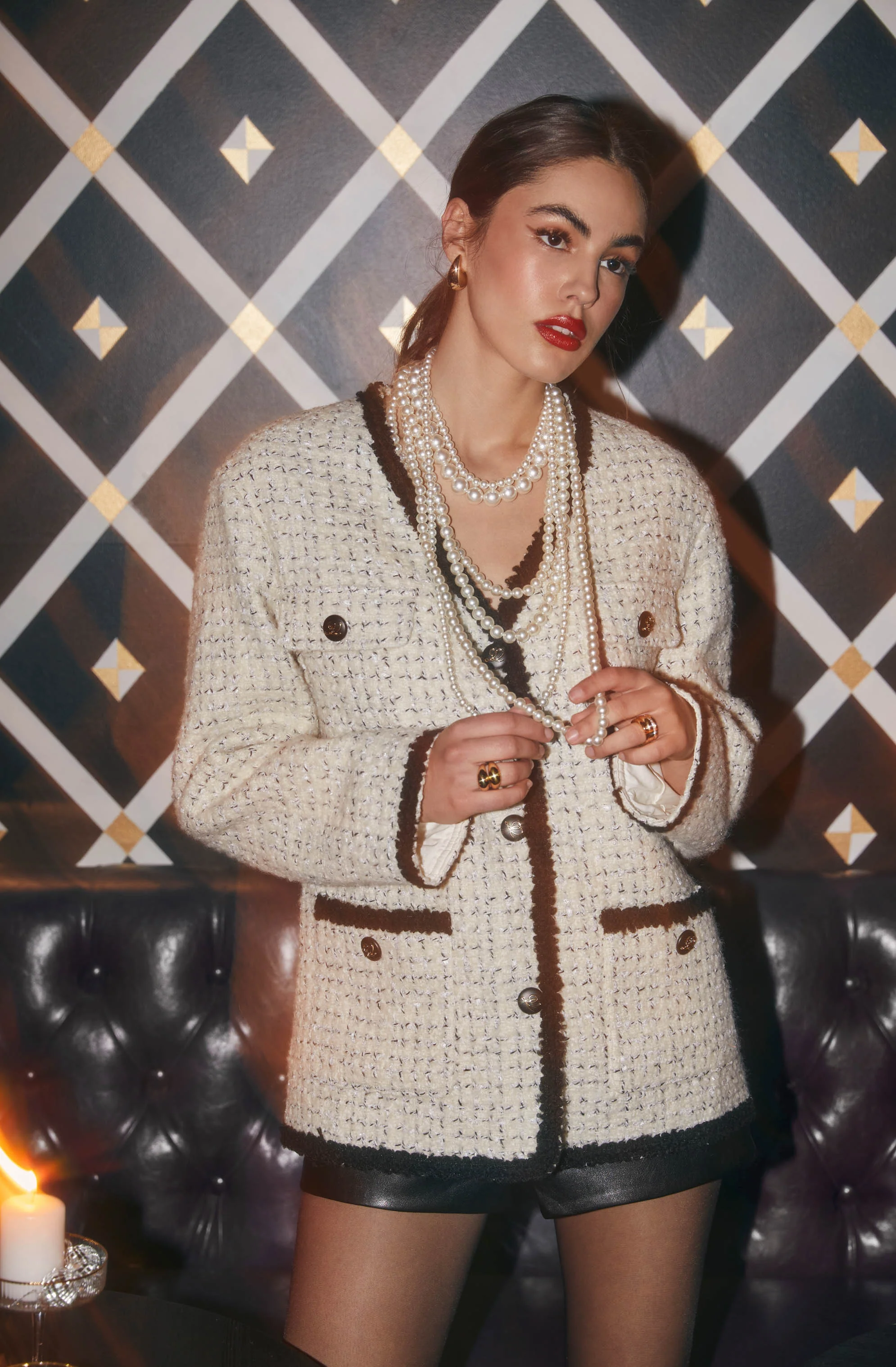 Editha Contrast Tweed Coat