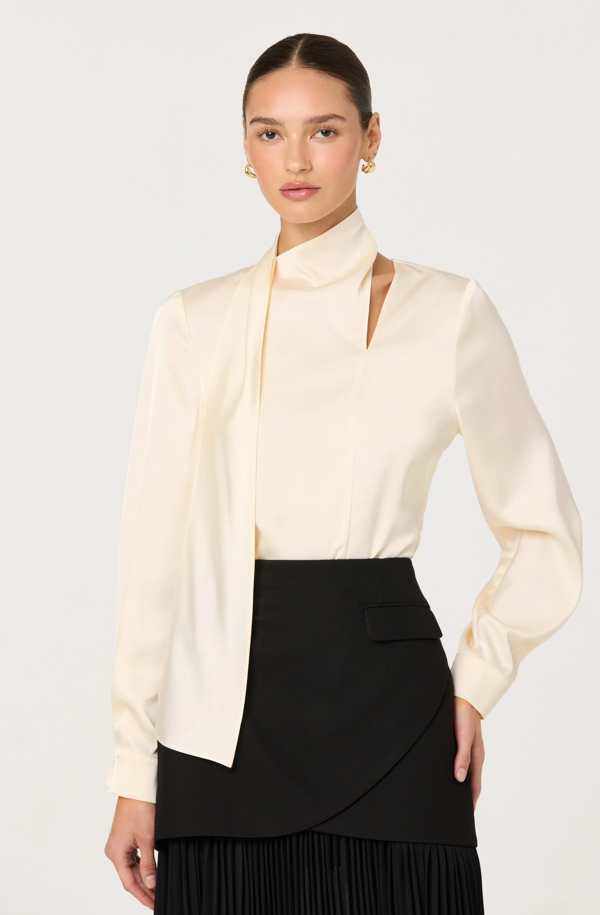 Felisita Satin Cutout Scarf Top