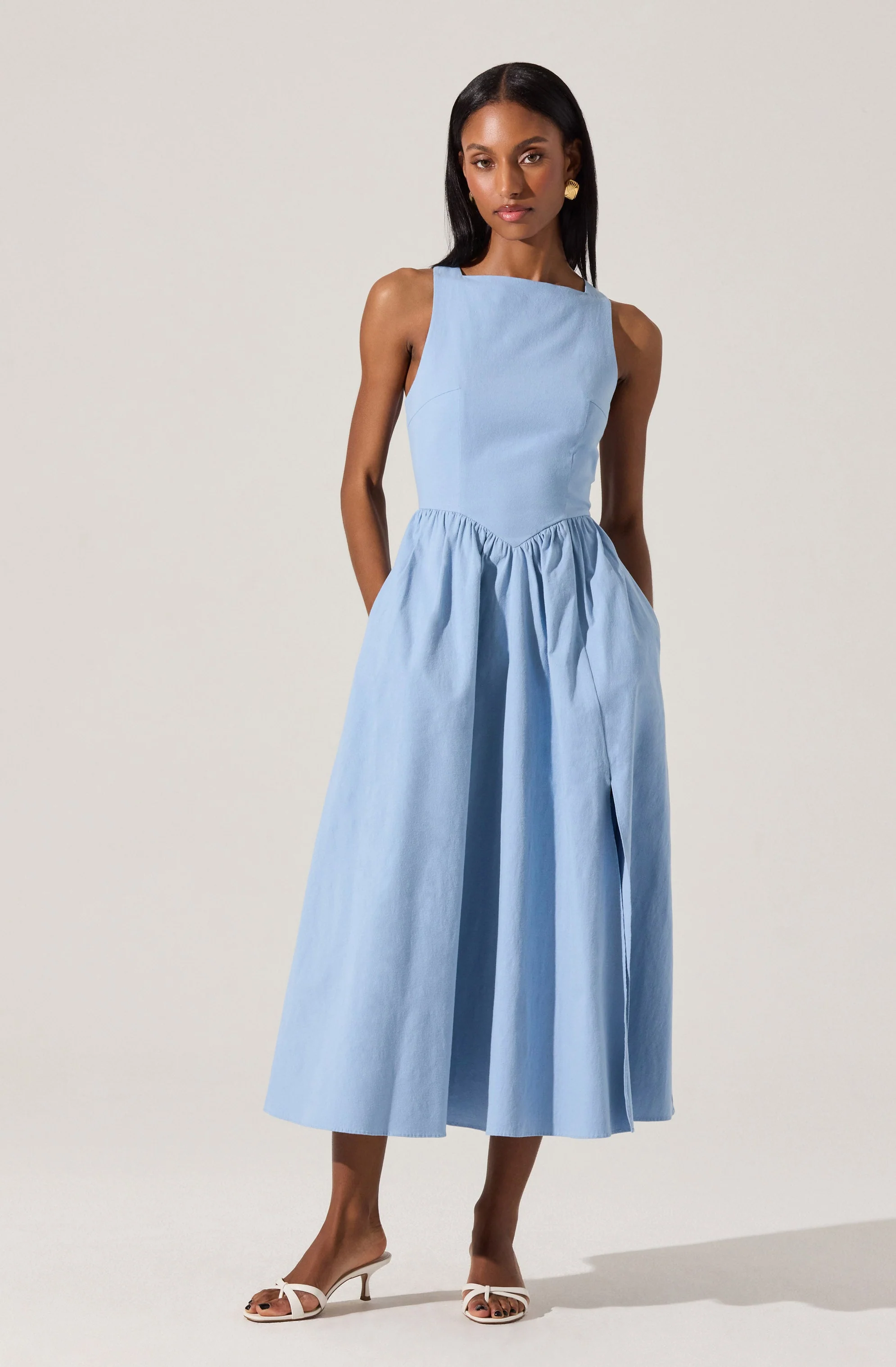 Bow Back Apron Midi Dress