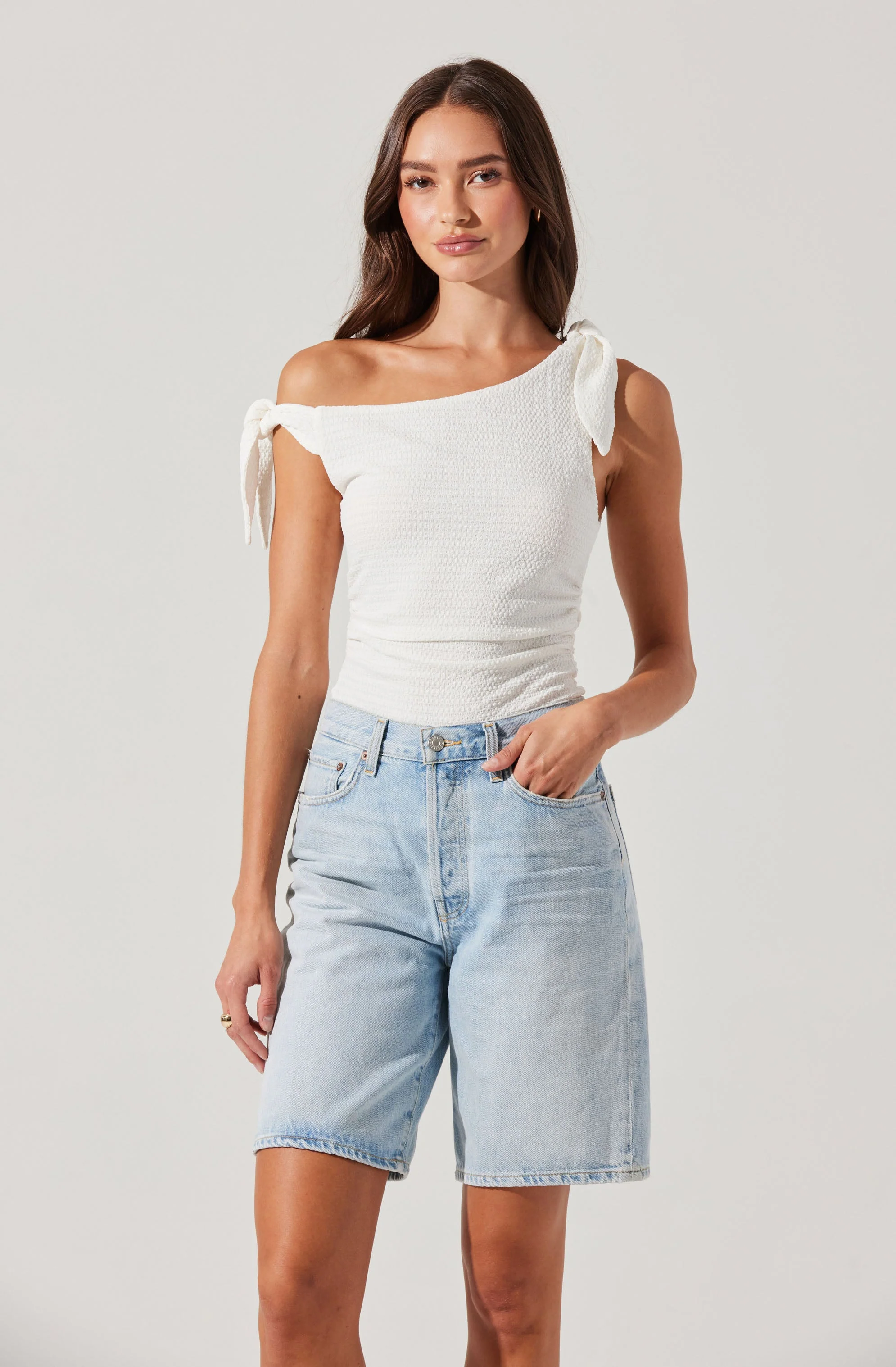 Lora Textured Off Shoulder Top