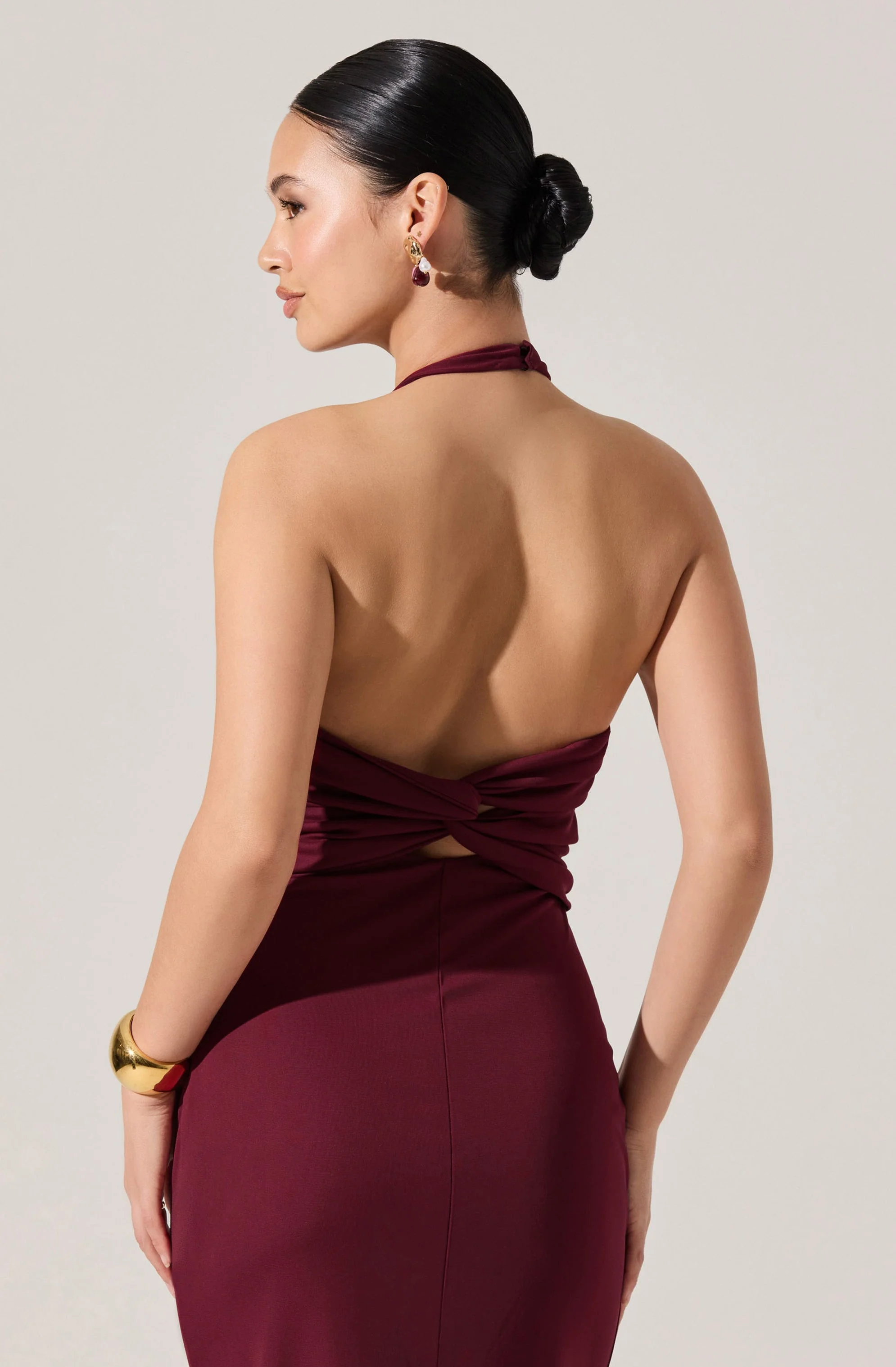 Zaira Ruched Halter Midi Dress