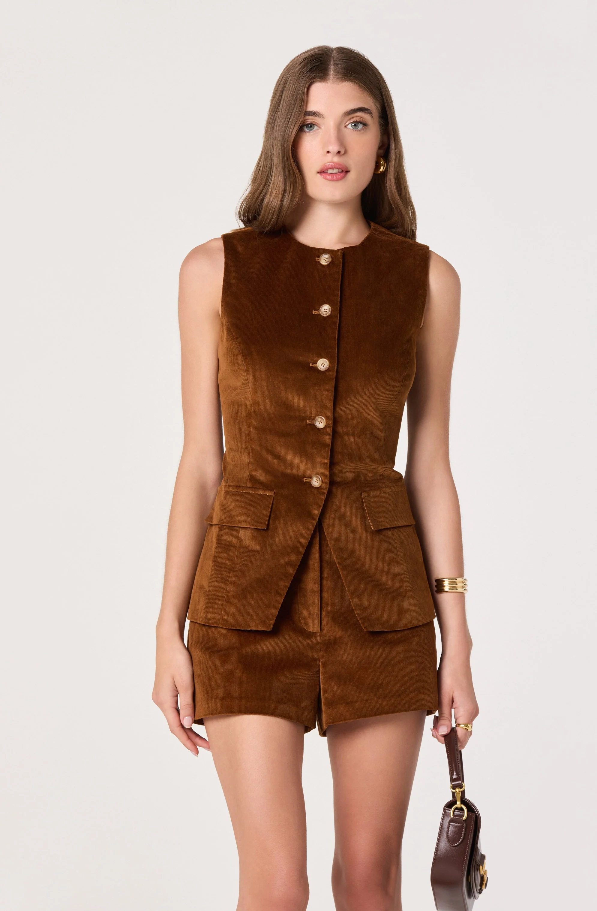 Corduroy Button Front Vest