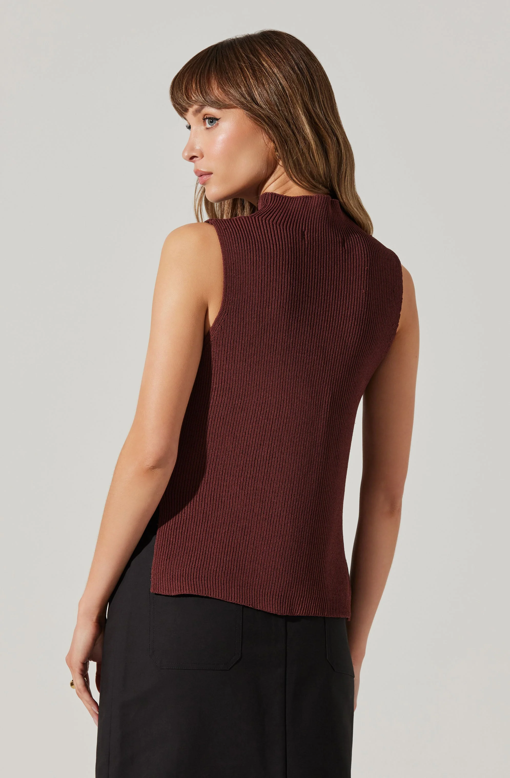 Zea Mock Neck Sleeveless Sweater