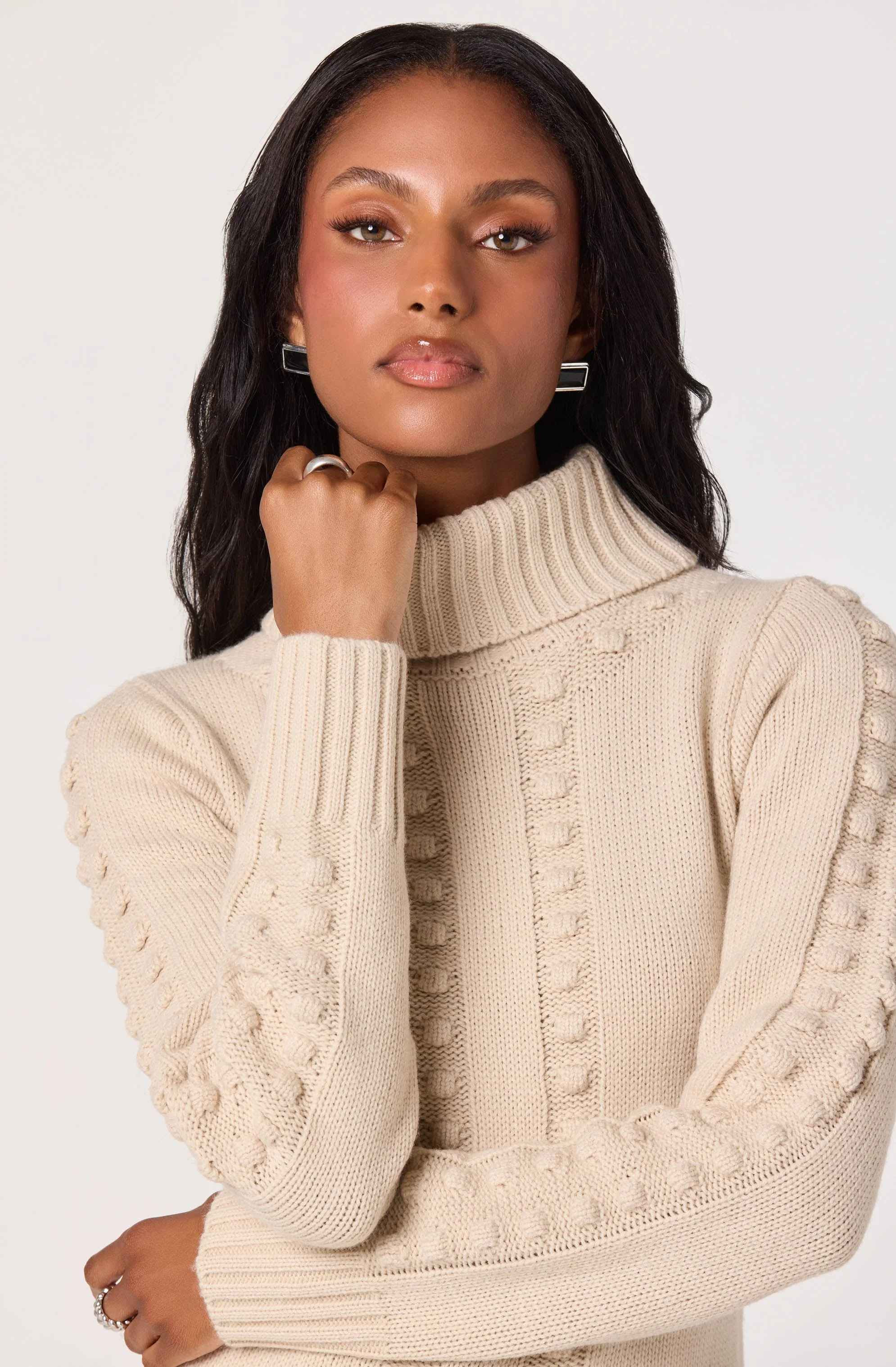 Turtleneck Split Hem Longline Sweater