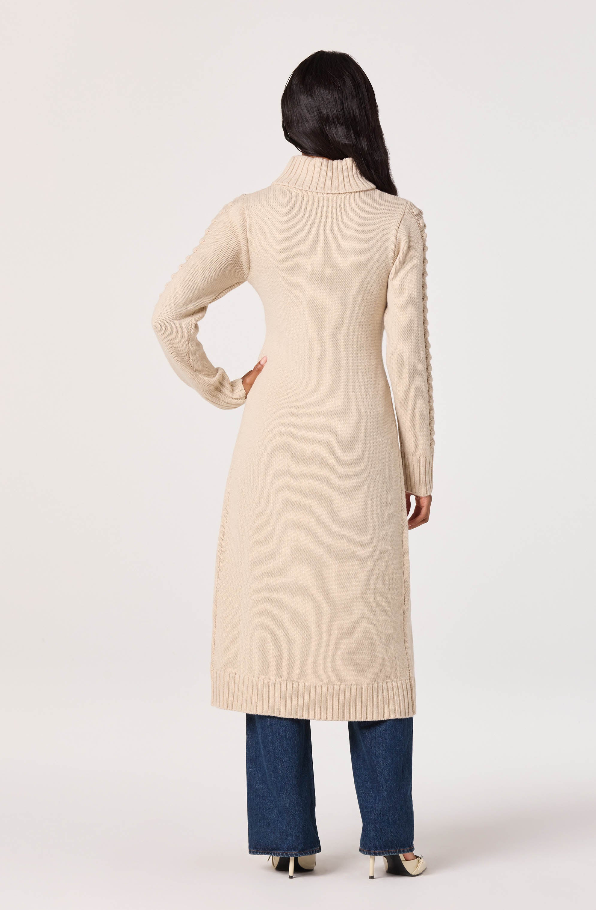 Turtleneck Split Hem Longline Sweater